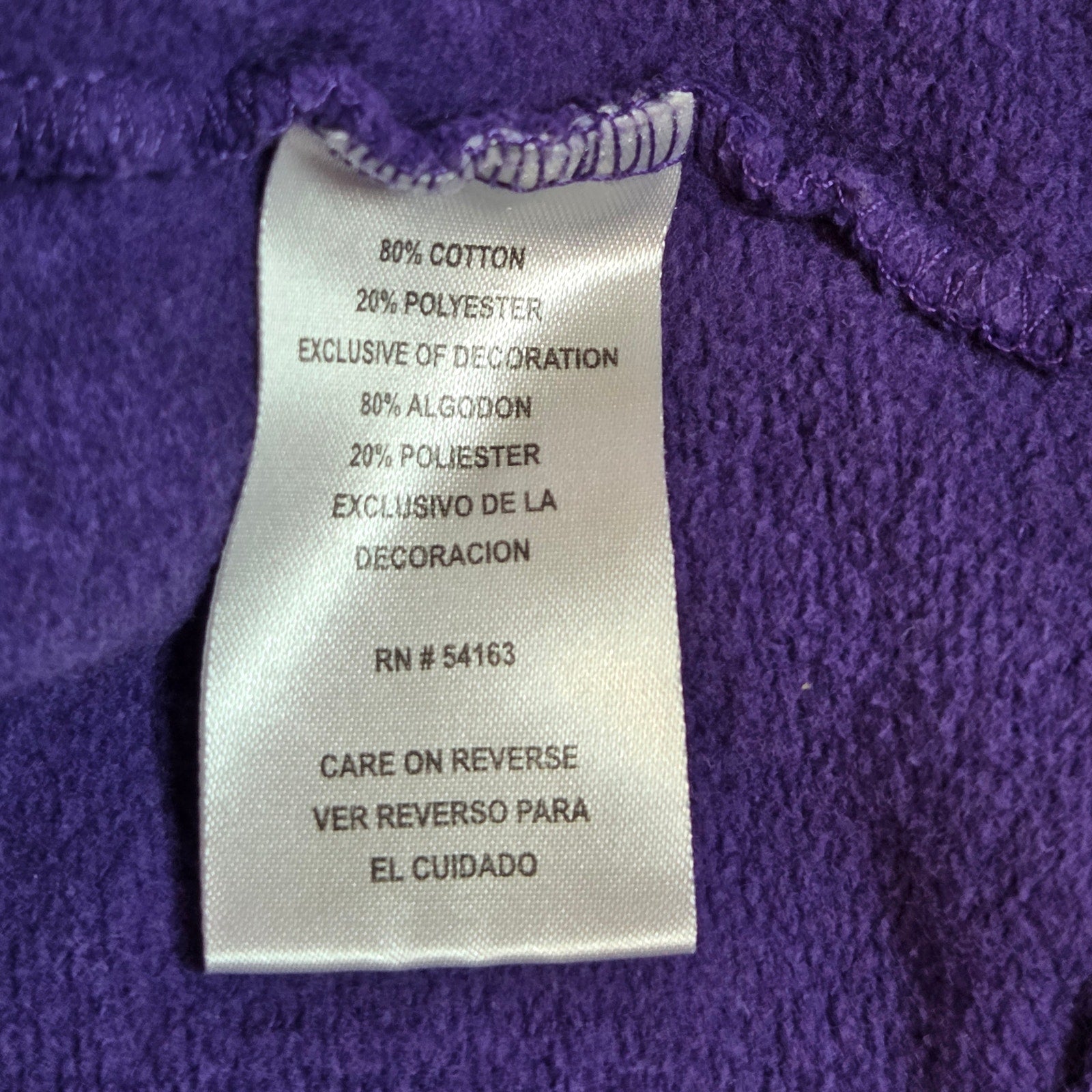 NFL Team Apparel Vikings 2XL Purple Full Zip Hoodie Yellow Lined