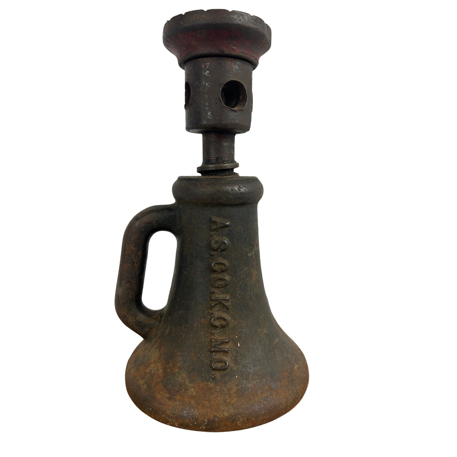 Antique A S Co KC MO Cast Iron Screw Jack 1 1 2 x 6 Railroad Tool