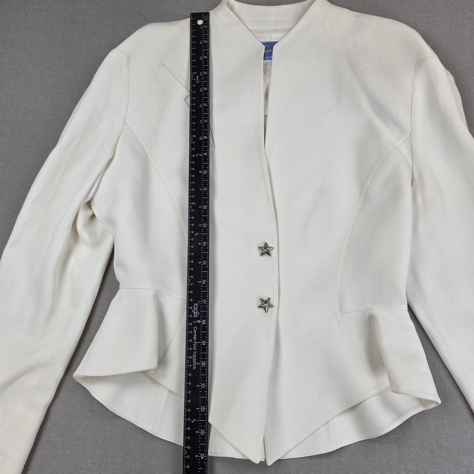 Thierry Mugler Paris R3063 T353 Peplum Jacket France 42 Star Snap Vintage
