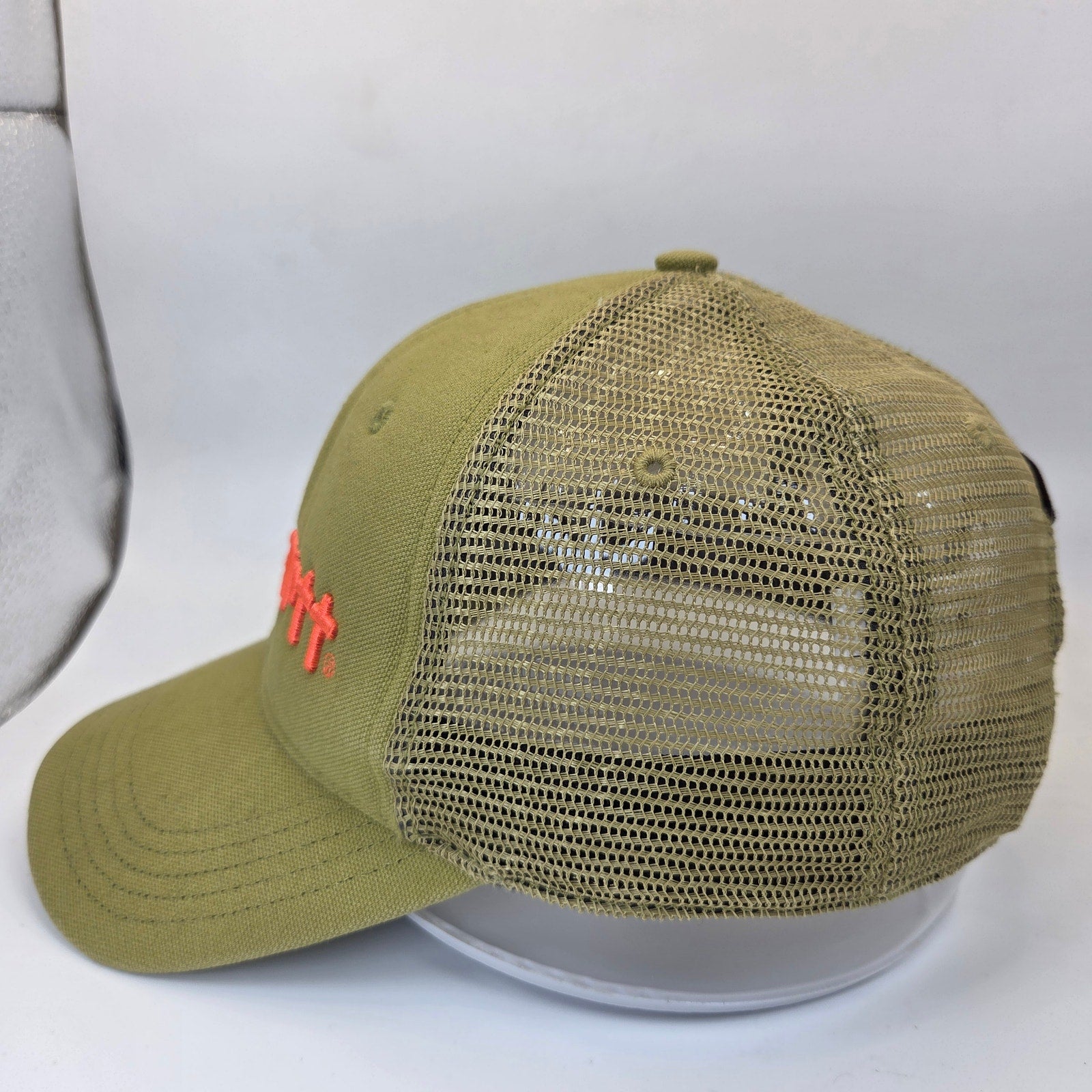 Carhartt Canvas Mesh Back Trucker Hat Olive Orange Snapback OSFA 2022