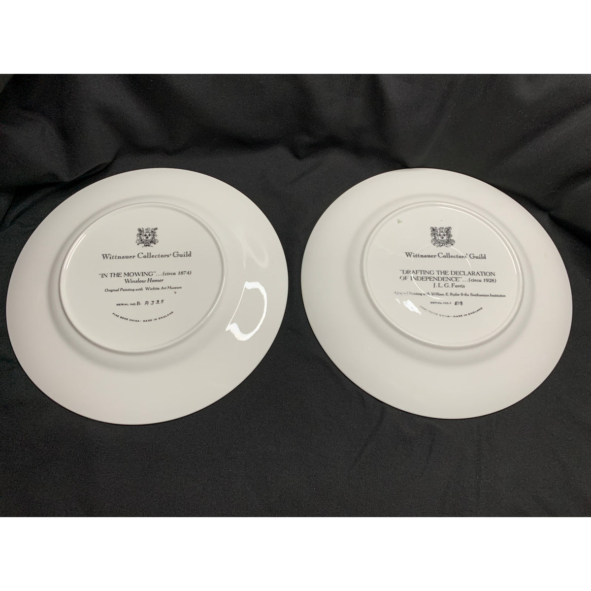 Vintage Wittnauer Collectors Guild Bone China Art Plates Set of 2 England