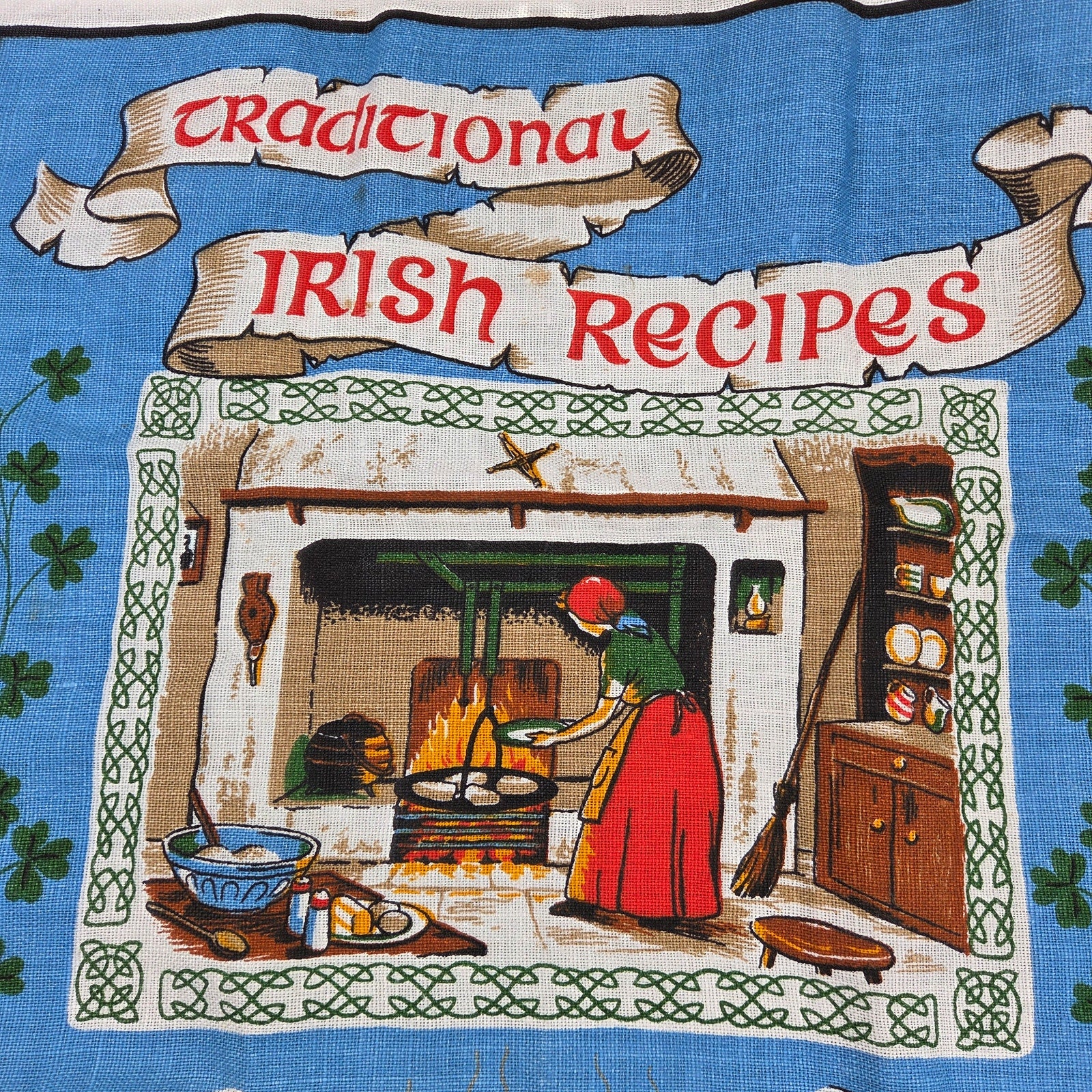 Vintage Fingal Traditional Irish Recipes 100% Linen Tea Towel Made Ireland