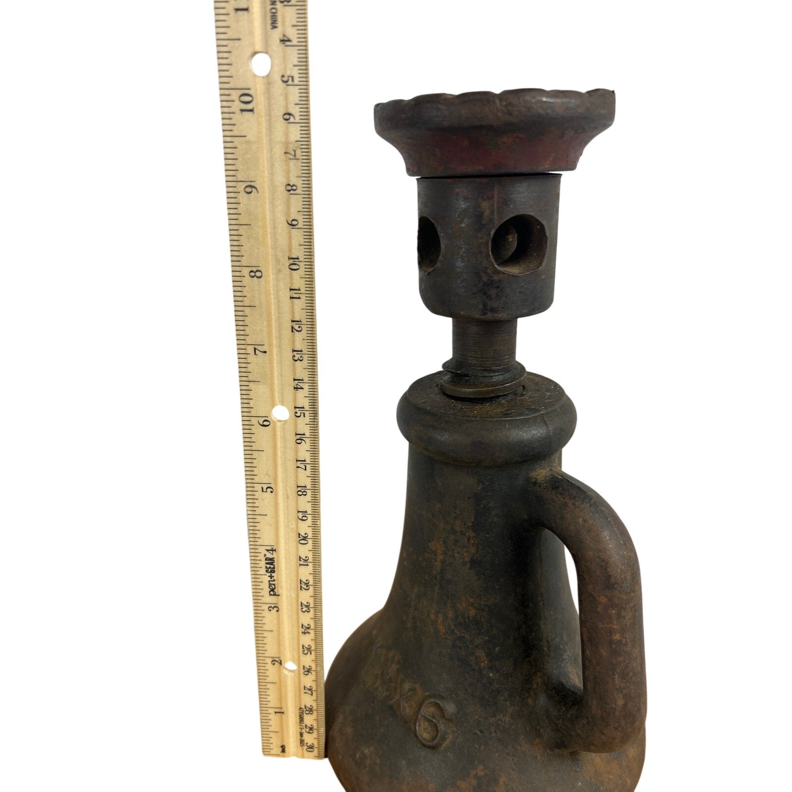 Antique A S Co KC MO Cast Iron Screw Jack 1 1 2 x 6 Railroad Tool