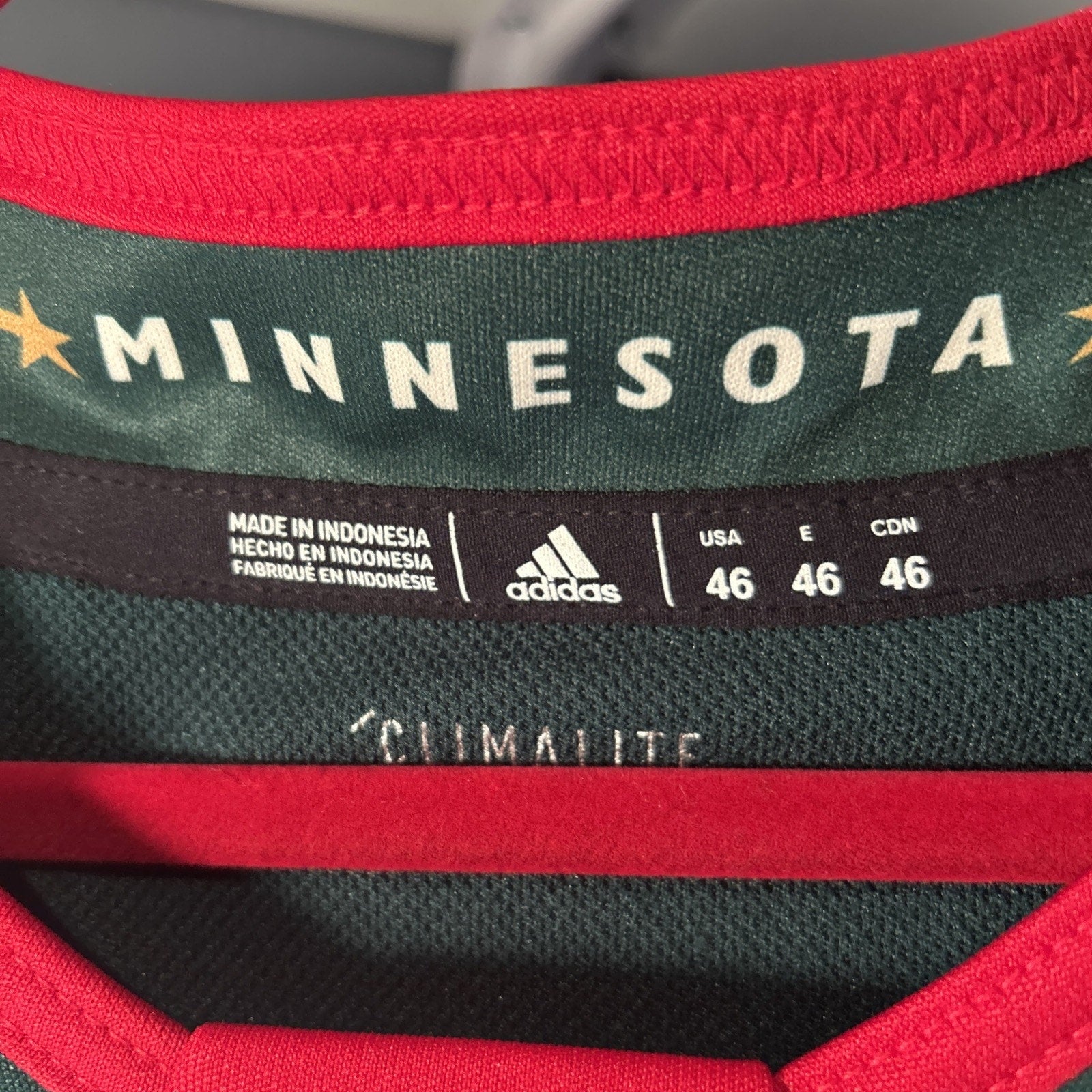 Minnesota Wild Adidas Jersey White Size 46 Climalite NHL Hockey Fight Strap New