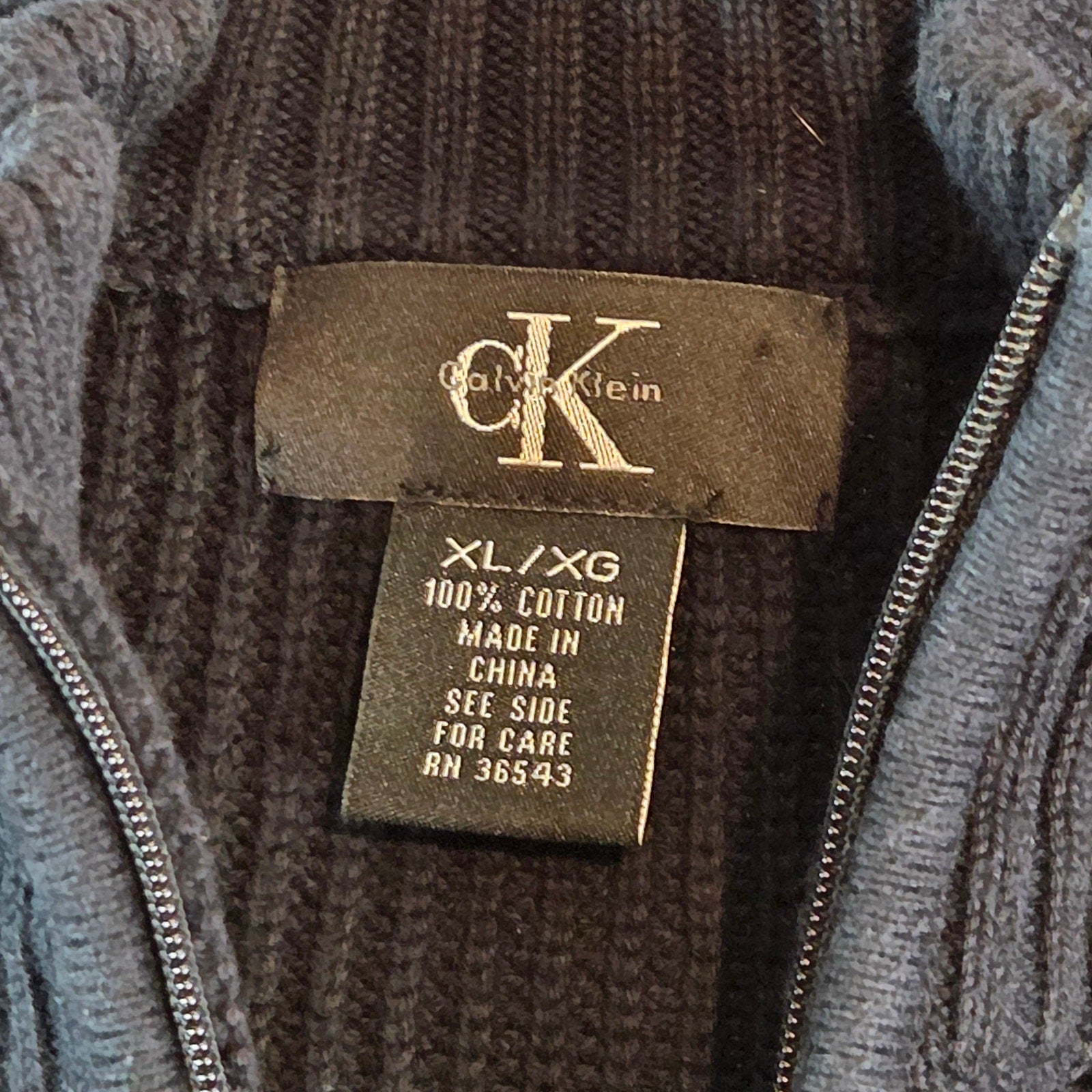 Calvin Klein Navy 1/4 Zip Cotton Sweater Men’s XL (Fits Like Large)