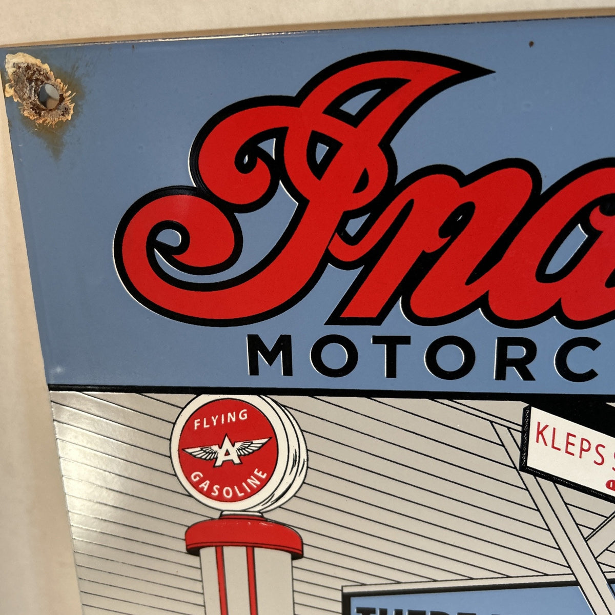Indian Motorcycles Flying A Porcelain-Style Sign – 17.5"x12" Repro Garage Decor