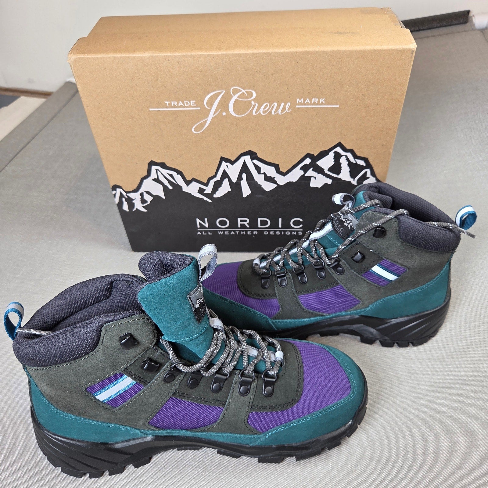 J.Crew Nordic Hiker Boots AZ842 Vibram Purple Multi Size 10 New Box