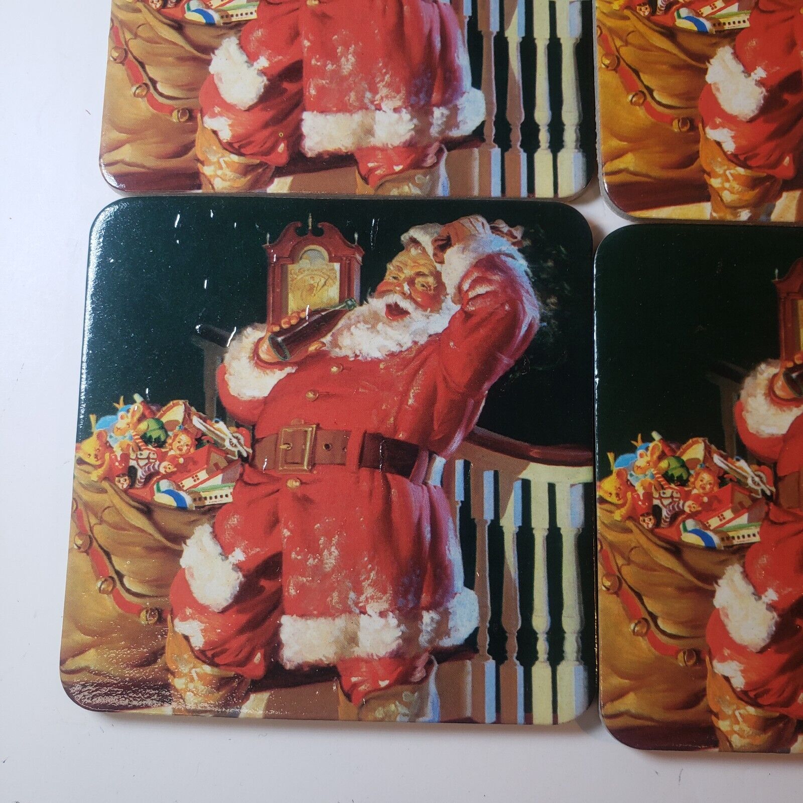 Lot of 8 Coca-Cola 1999 Vintage Santa Coasters
