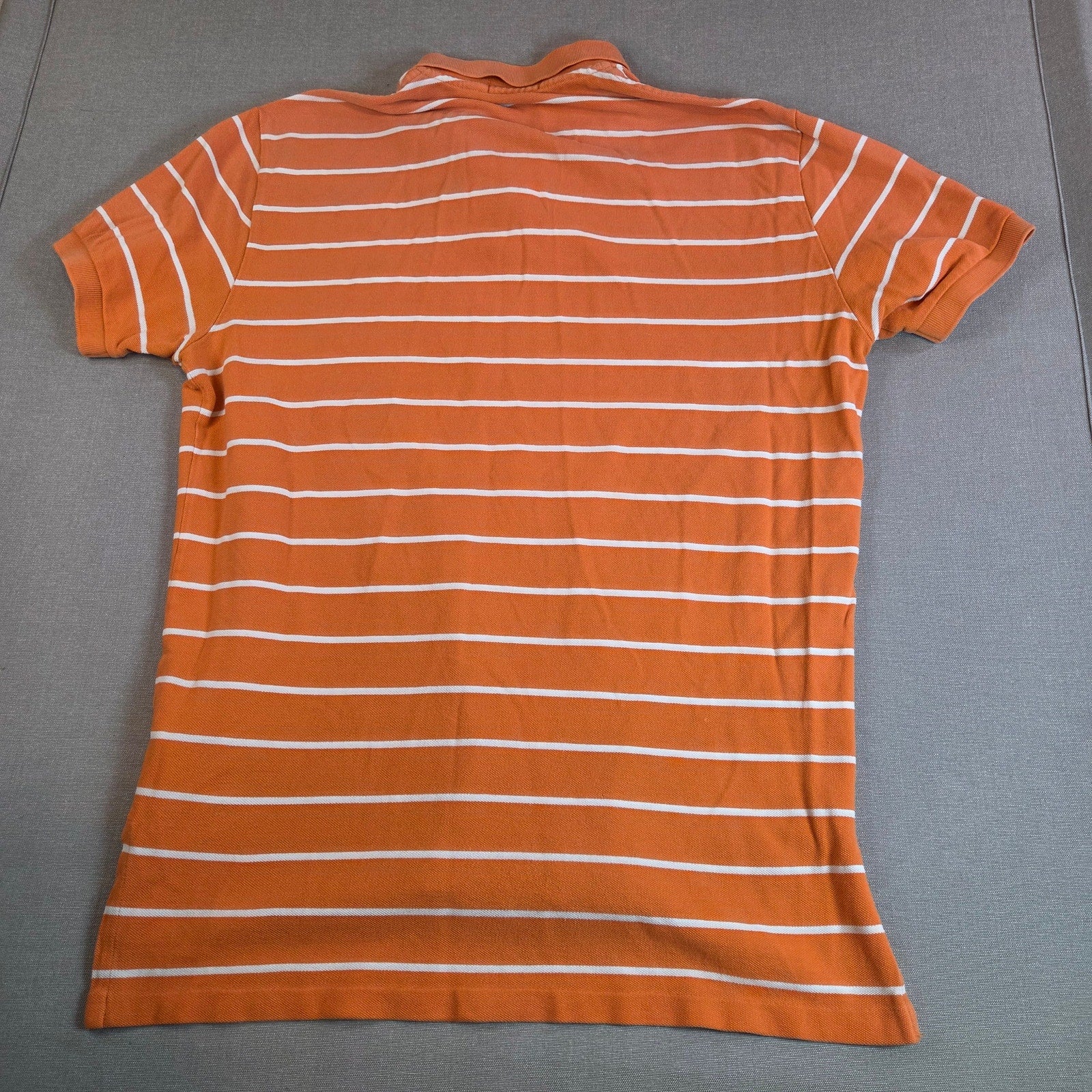 Polo Ralph Lauren Orange White Stripe Polo Shirt Men’s L Cotton Blue Pony