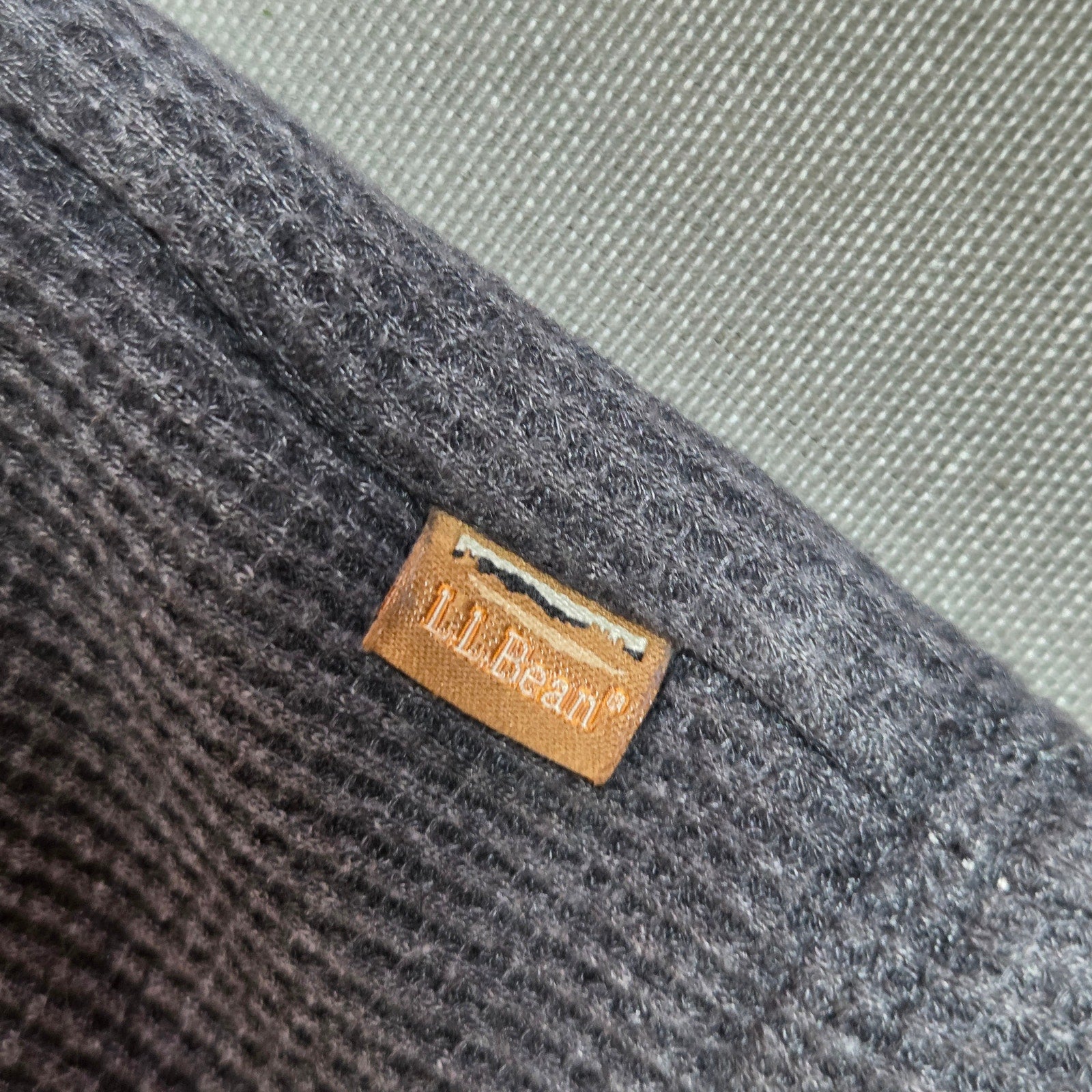 L.L.Bean Men’s XXL Waffle Knit Fleece Lined Henley Pullover Gray