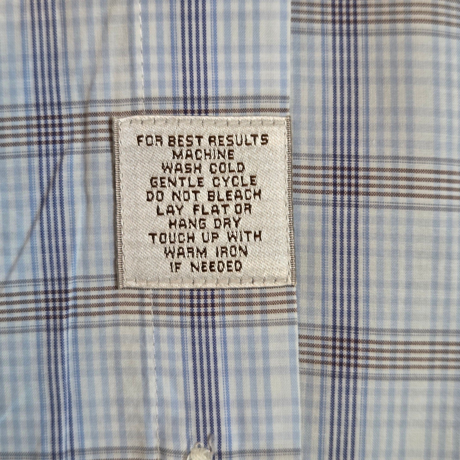 Peter Millar XL Cotton Plaid Button Down Shirt Blue Tan Long Sleeve Casual