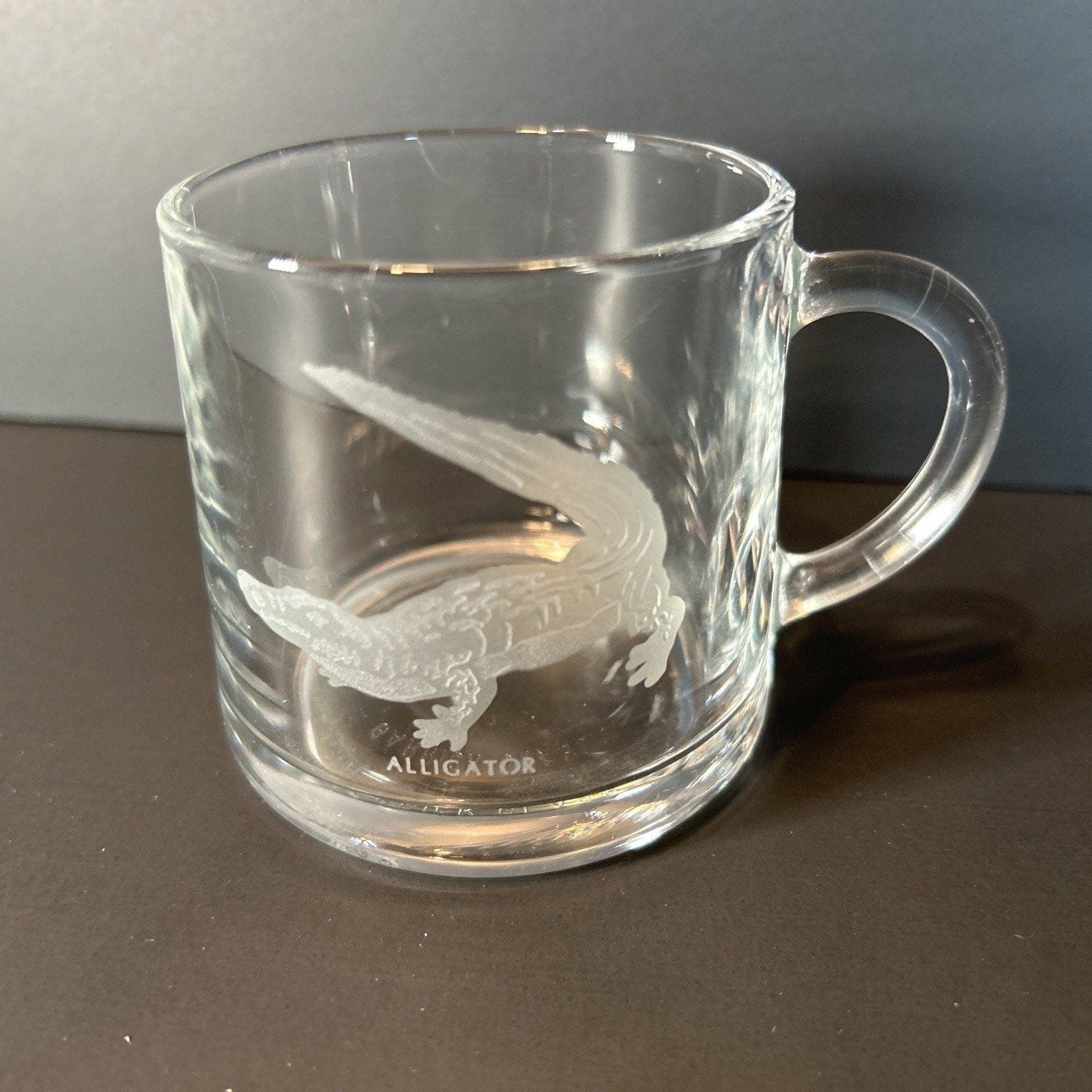 Luminarc France Endangered Species Etched Glass Espresso Mugs Set of 7 Vintage