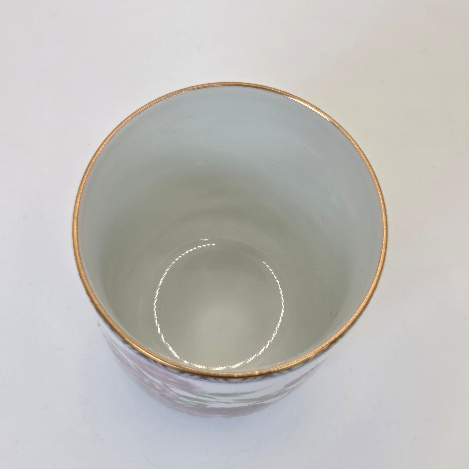 Franklin Porcelain 1985 Japanese Tea Cup Peony Flowers Swallow Bird Gold Trim