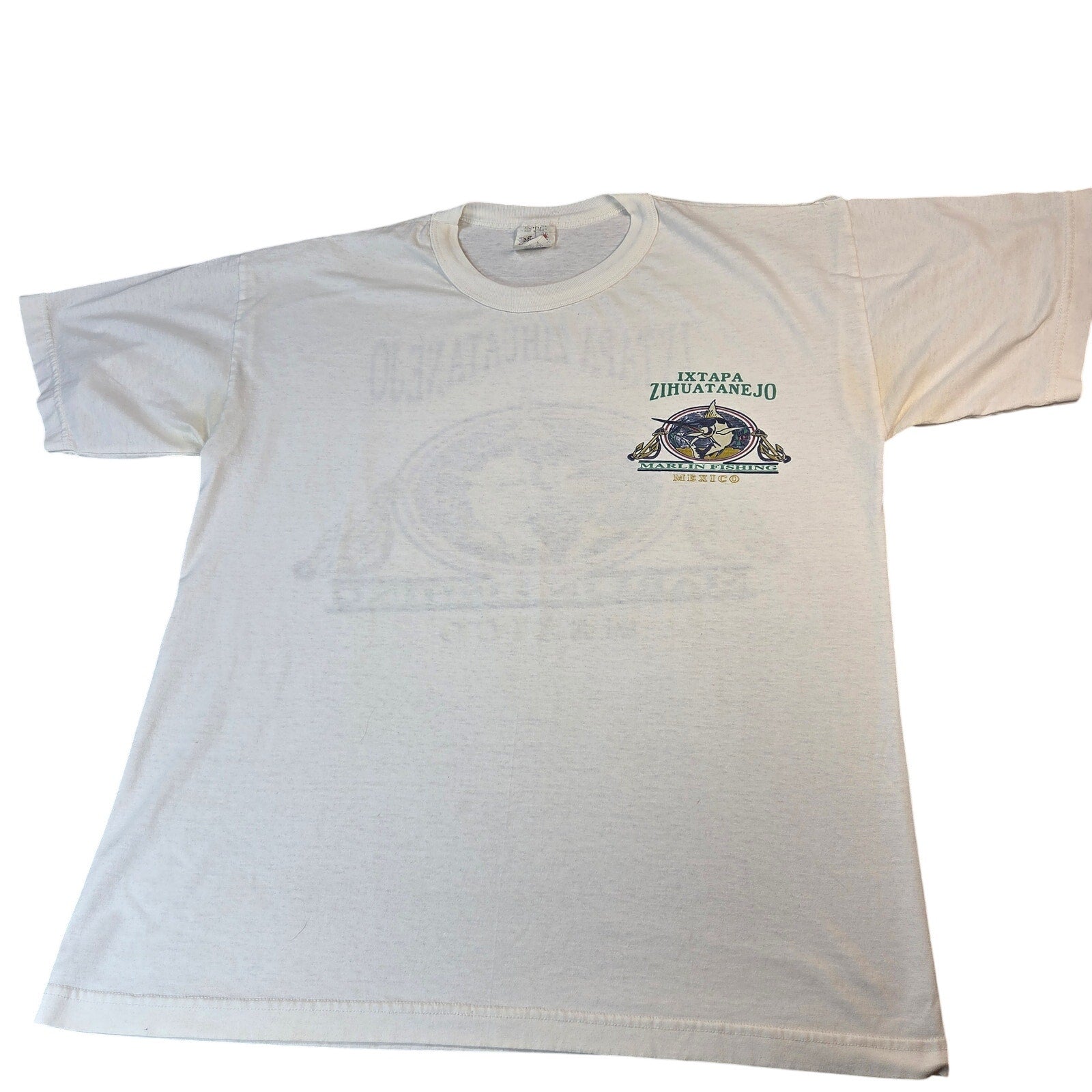Hola Ola Vintage Ixtapa Zihuatanejo Mexico Marlin Fishing T Shirt L Tourist
