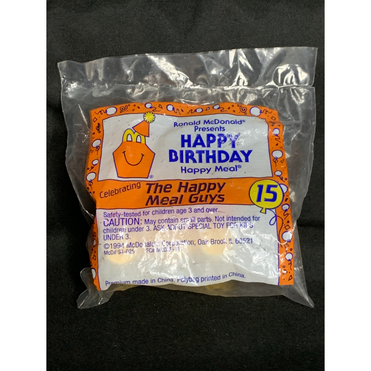 1994 McDonalds Happy Birthday Happy Meal Guys #15 Toy Sealed Vintage