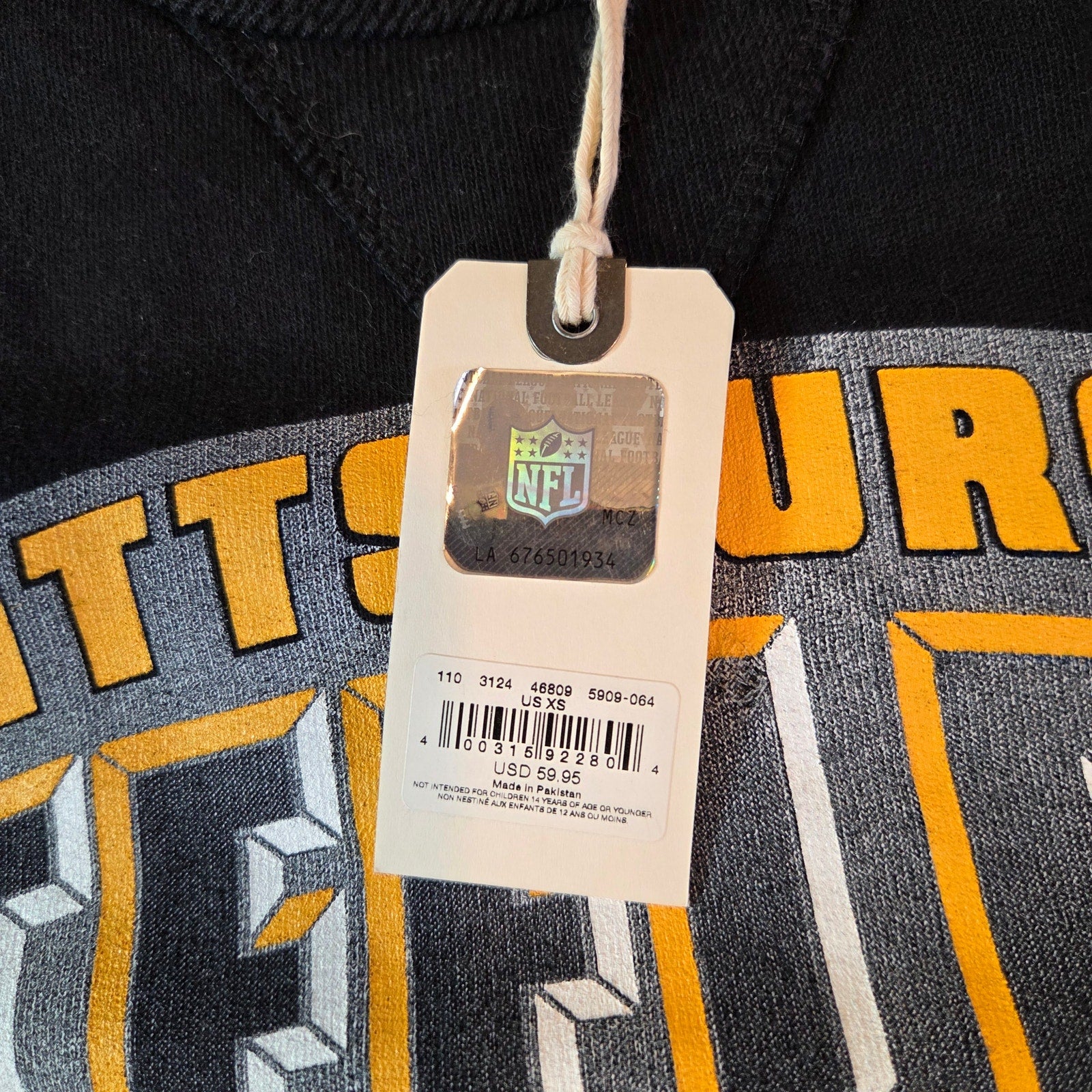 Pittsburgh Steelers Sweatshirt Tailgate Men’s XS Black NFL NWT Licensed 2019