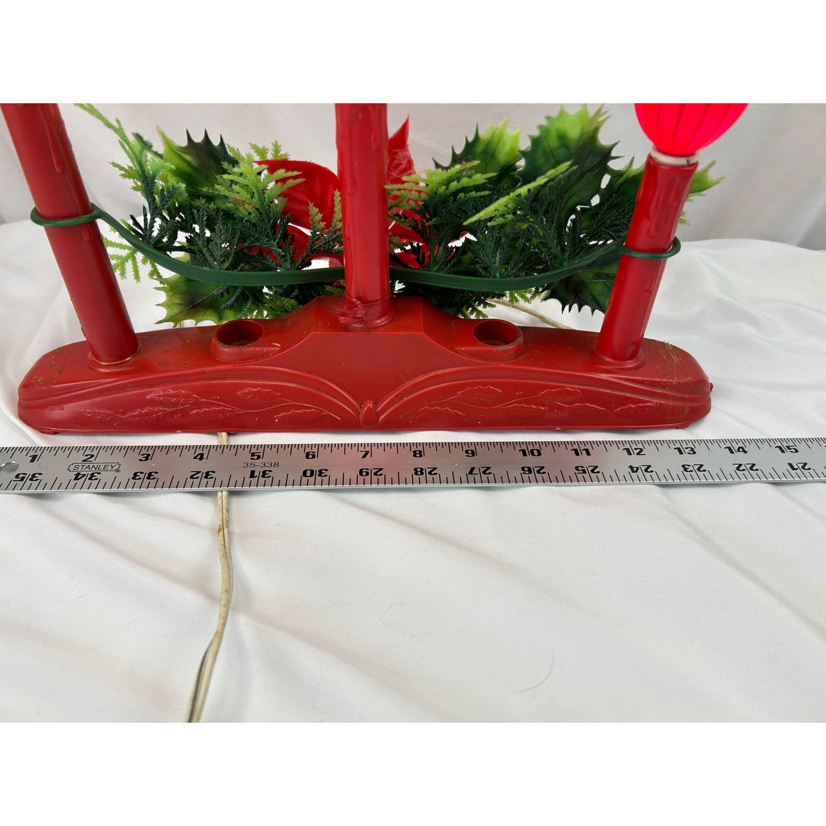 Vintage 3 Bubble Light Christmas Candolier Poinsettia Holly Centerpiece Works