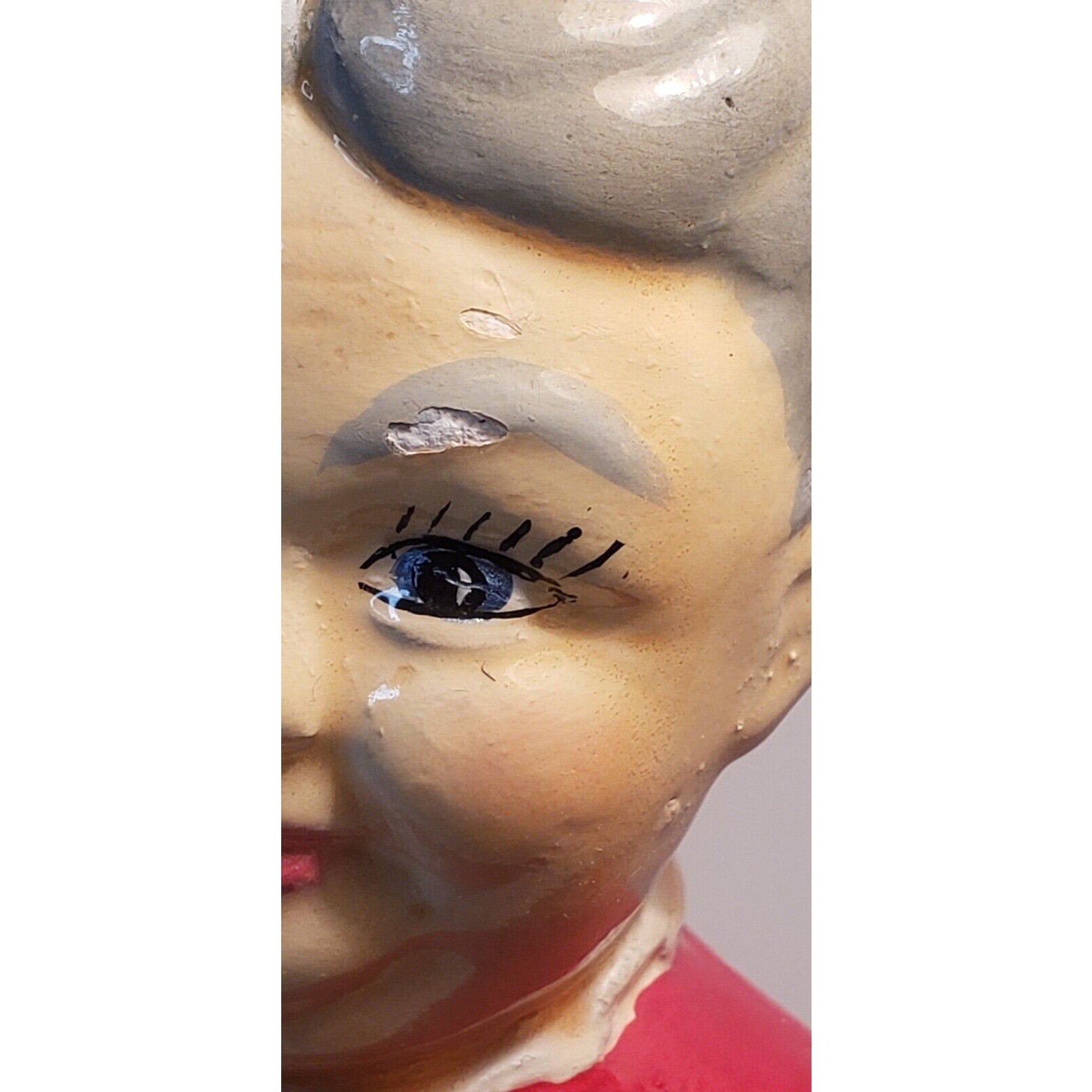 Vintage Ceramic Mrs. Claus Figurine Hand Painted Holding Stocking 10" Holiday