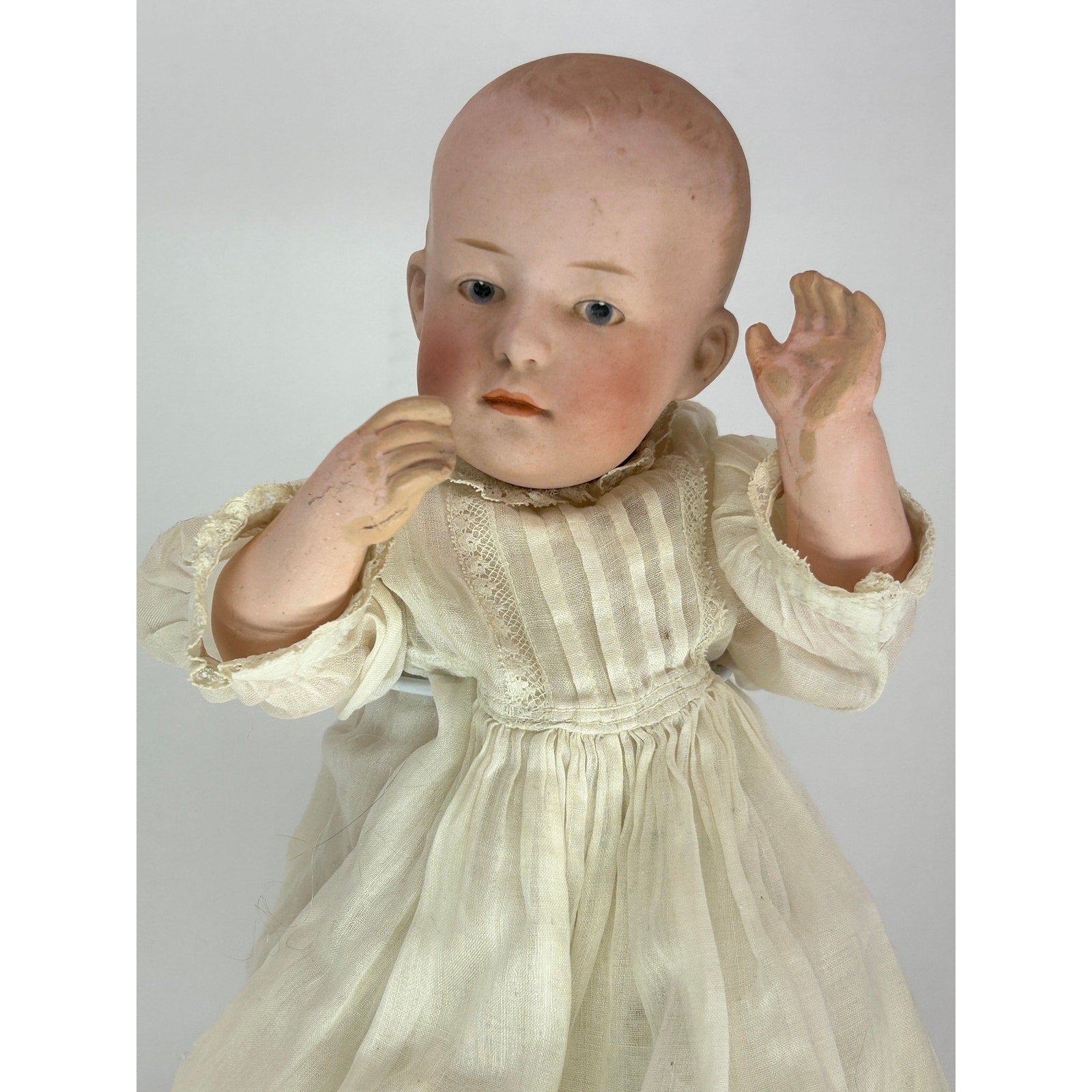 Antique Gebruder Heubach 12" Baby Boy Doll – With Bisque Head & Composition Body