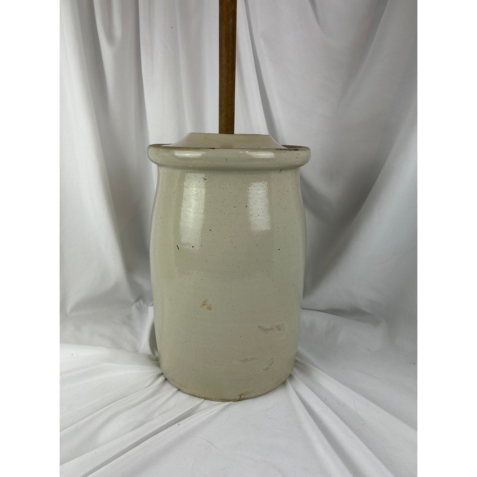 Antique Red Wing 3 Gallon Stoneware Butter Churn Crock w Lid & Wooden Dasher