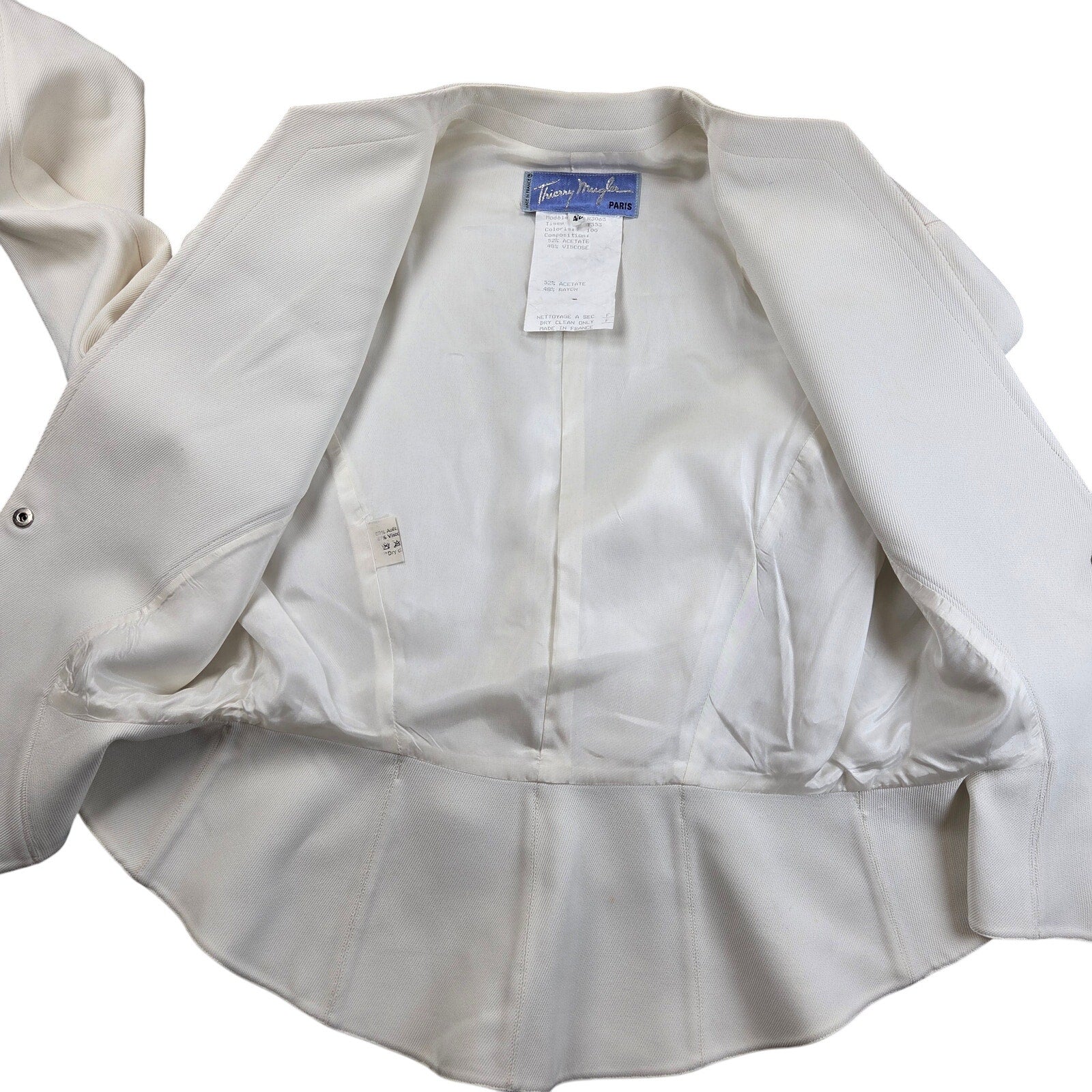 Thierry Mugler Paris R3063 T353 Peplum Jacket France 42 Star Snap Vintage