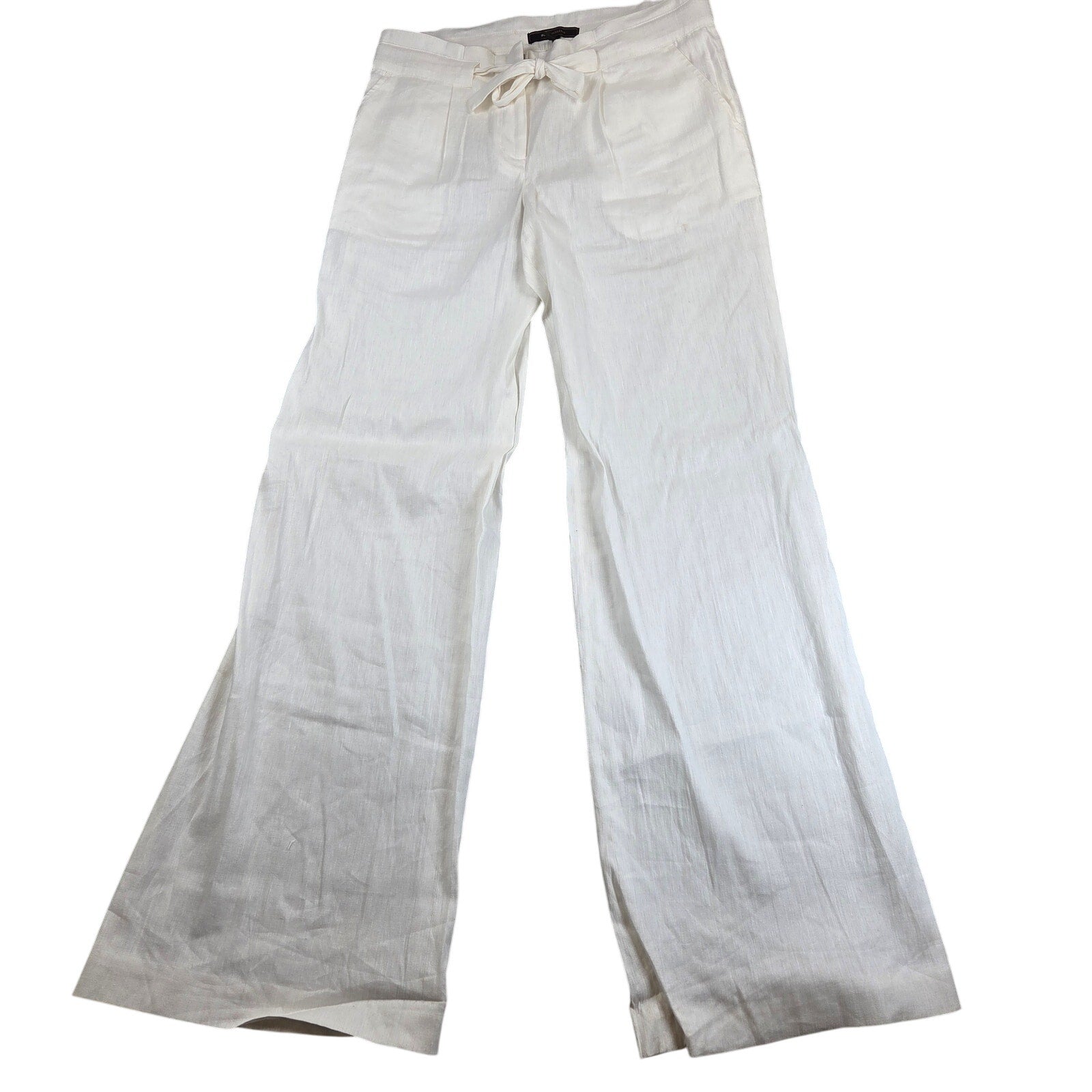 BCBGMAXAZRIA Tahlia Linen Blend Wide Leg Paperbag Pants Size 8