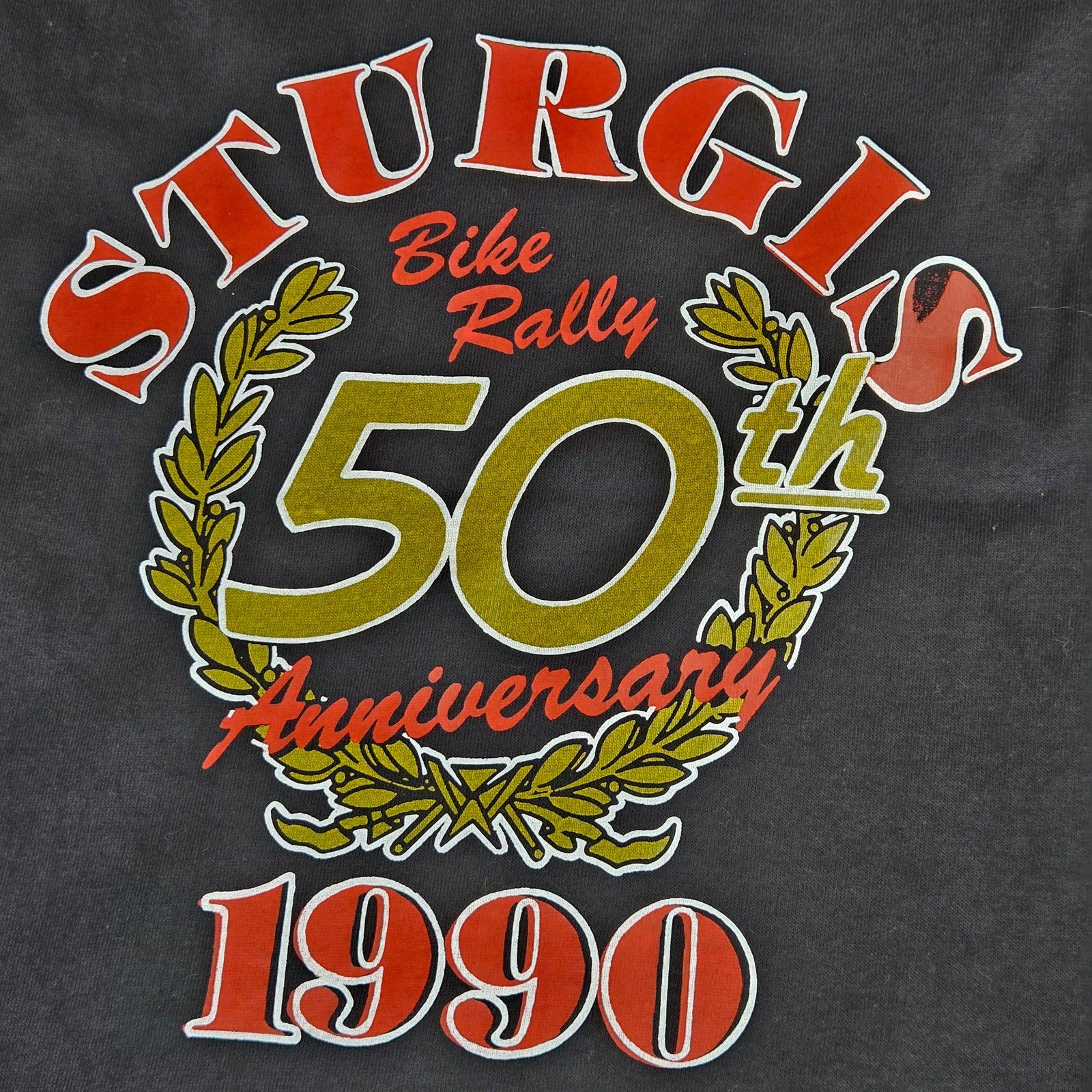 Fruit Of The Loom Sturgis 1990 Vintage Graphic T Shirt XXL USA Made Bold Tee