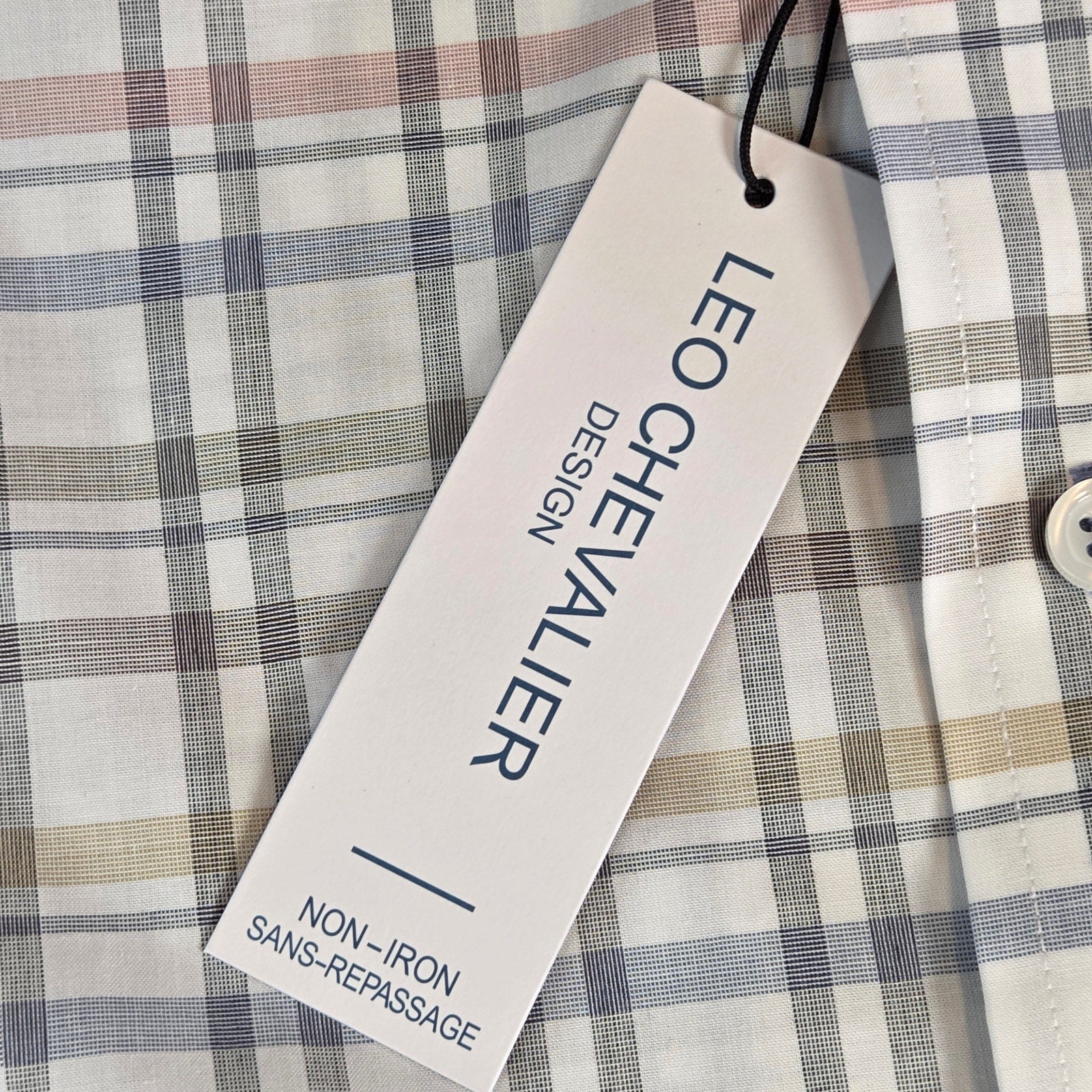 Leo Chevalier Men’s Short Sleeve Shirt LT Large Tall Plaid NWT Cotton Laos