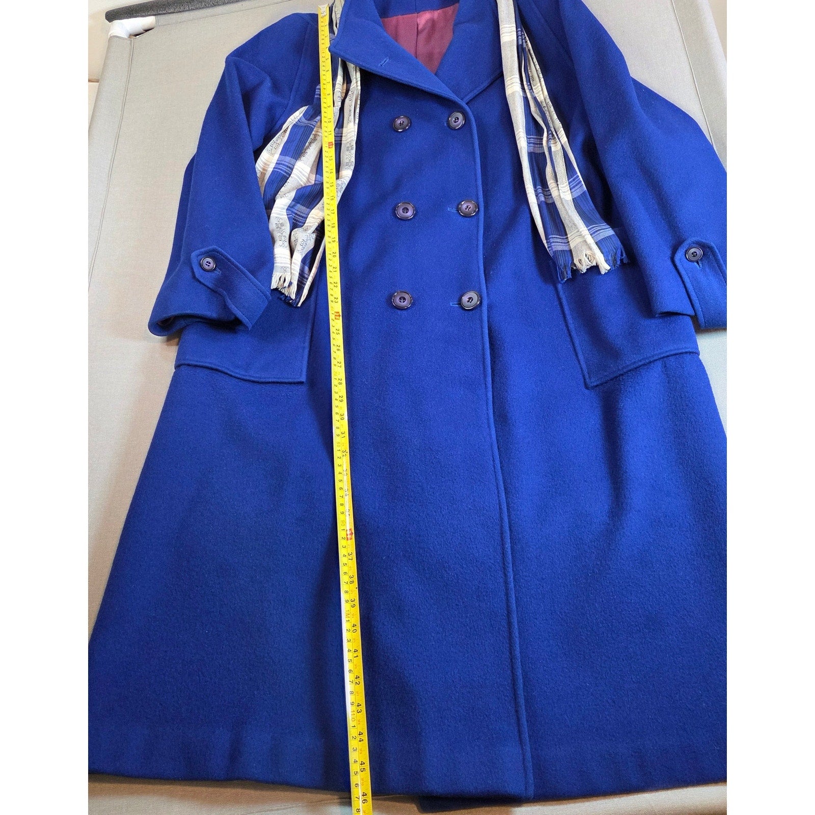 Vintage 80s Jacob-Crowley Wool Overcoat Blue Long Peacoat Made in Canada