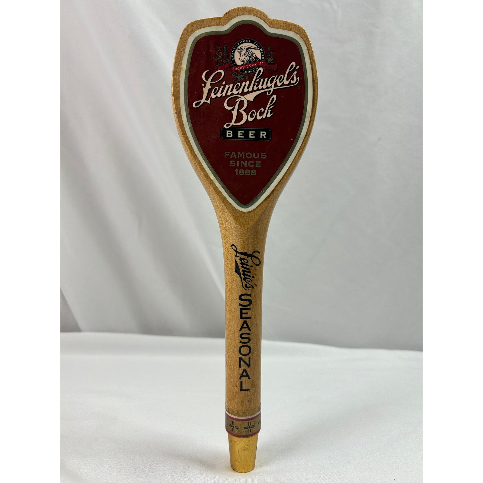 Leinenkugel's Bock Beer Vintage Wooden Tap Handle Breweriana Bar Tap 12 In