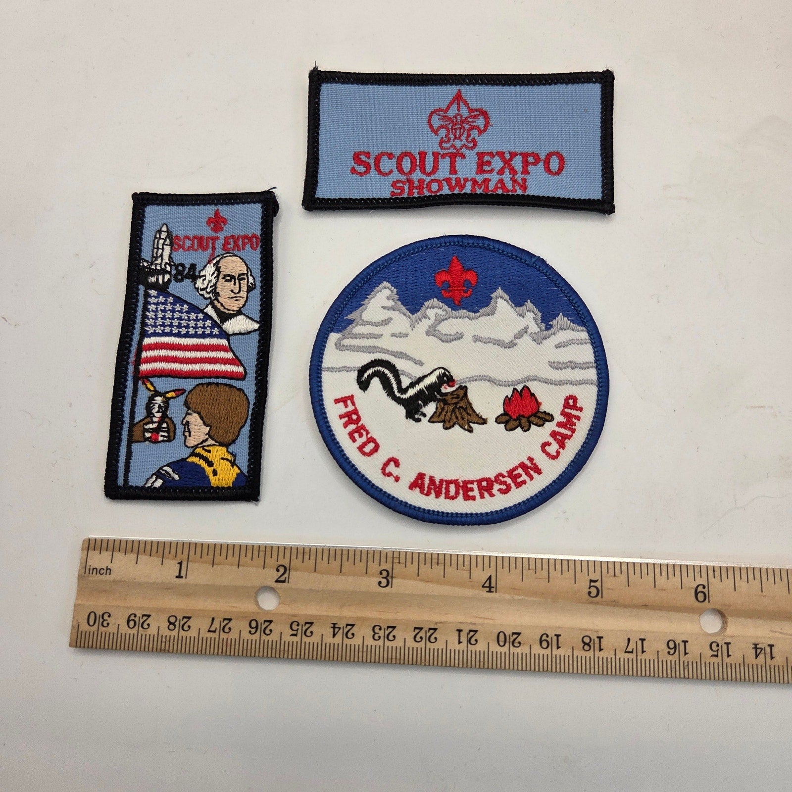 Lot of 3 Vintage Boy Scouts Patches – Scout Expo 1984 & Andersen Camp