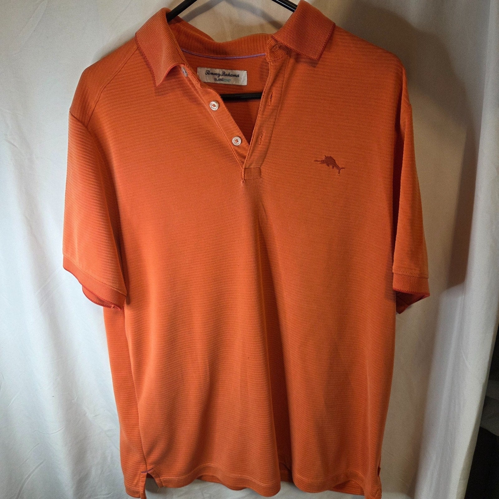 Tommy Bahama IslandZone Polo Shirt Orange S Tencel Blend Lightweight Size S
