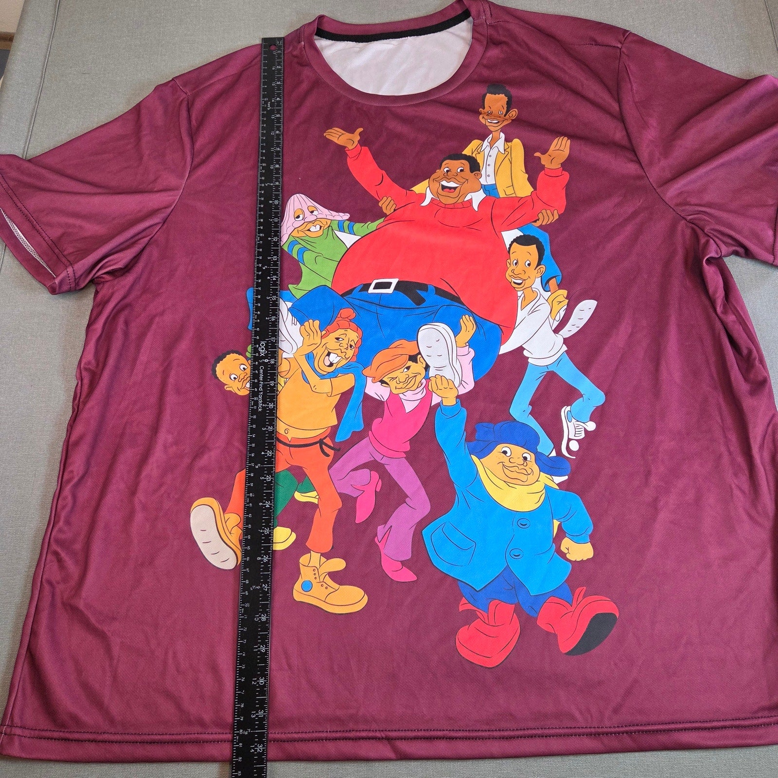 Fat Albert & Friends Fan Made All Over Print Graphic Tee XXL Maroon