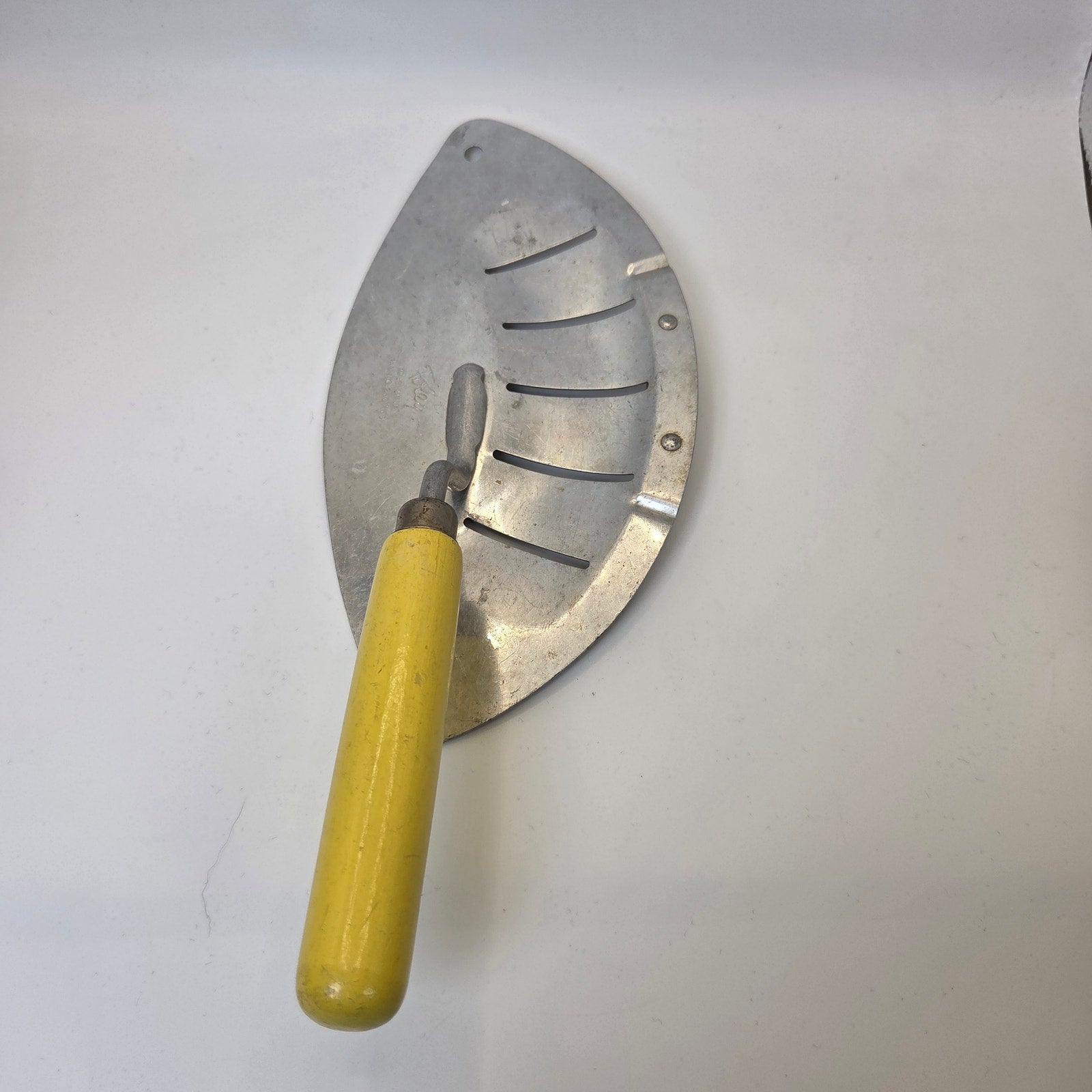 Foley Vintage Aluminum Food Press Rocker Chopper Masher Yellow Handle USA