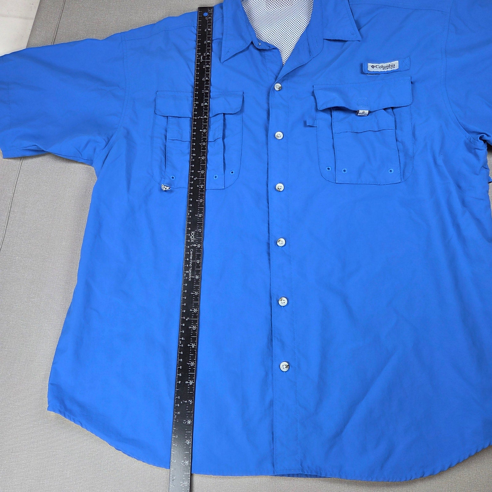 Columbia PFG Bahama II FM7047 Fishing Shirt Blue Omni Shade Vented XL