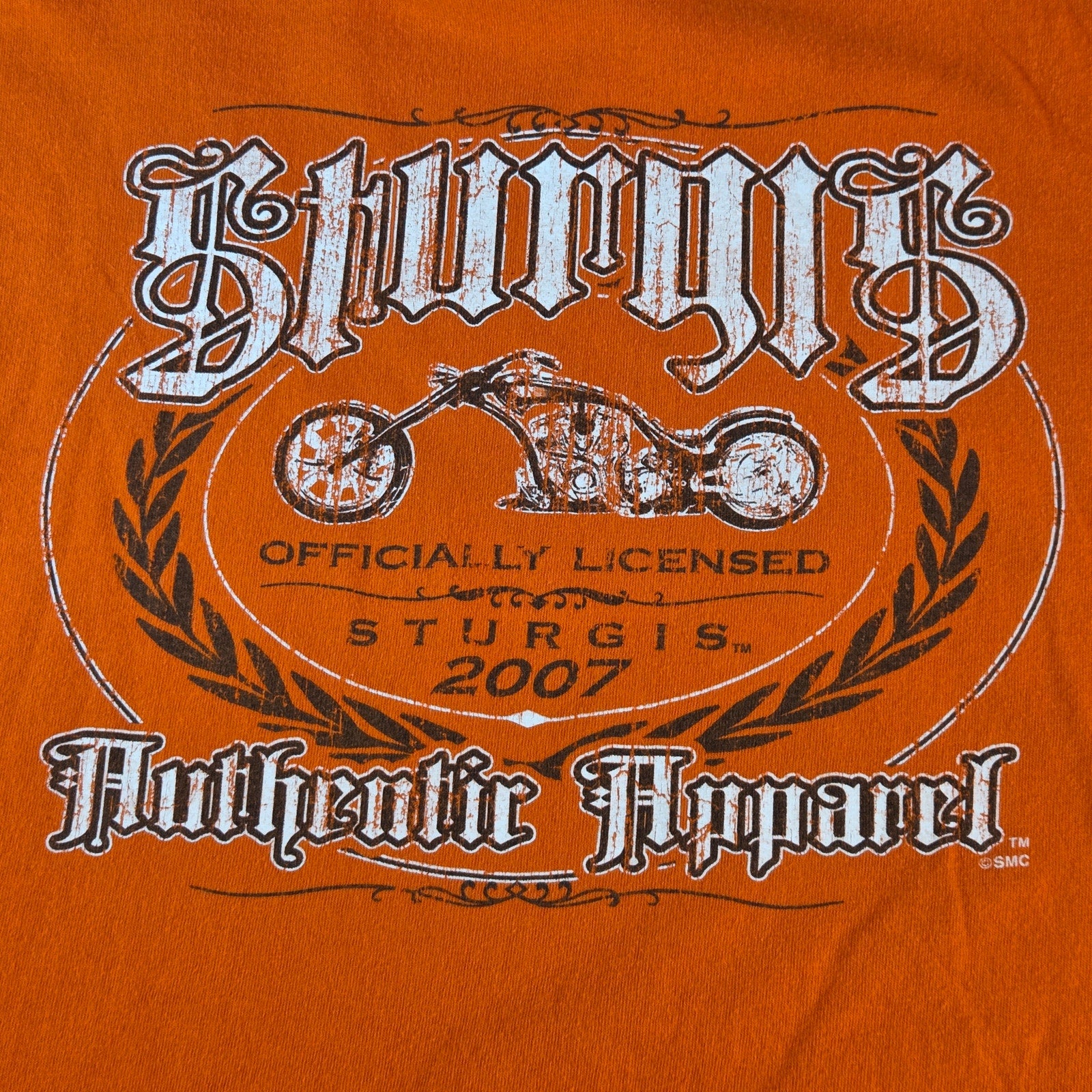 2007 Sturgis Motorcycle Rally Jerzees T-Shirt 2XL Vintage Orange Biker