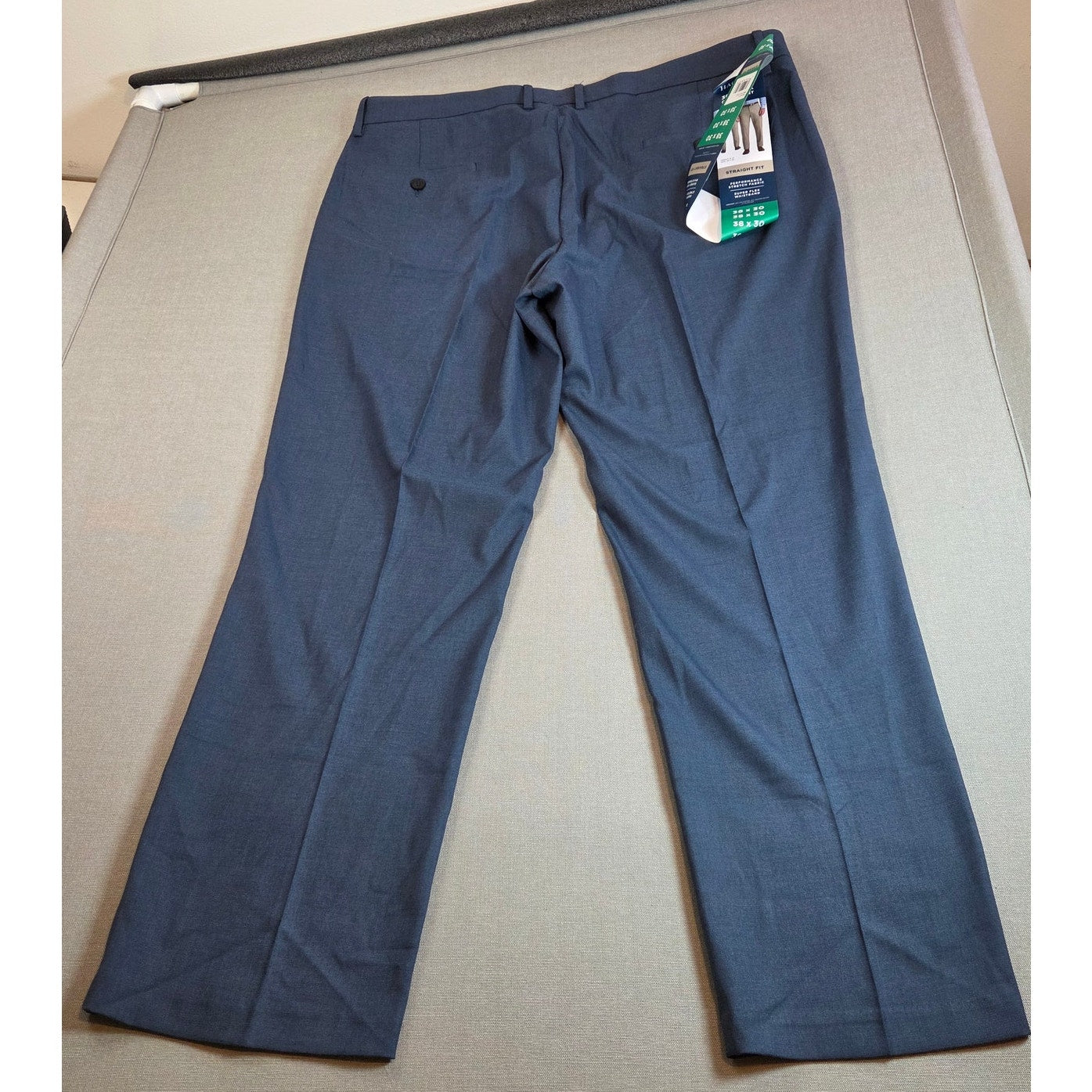 Haggar 365 Flex Dress Pants 38x30 Blue Straight Fit Super Flex Waistband NWT
