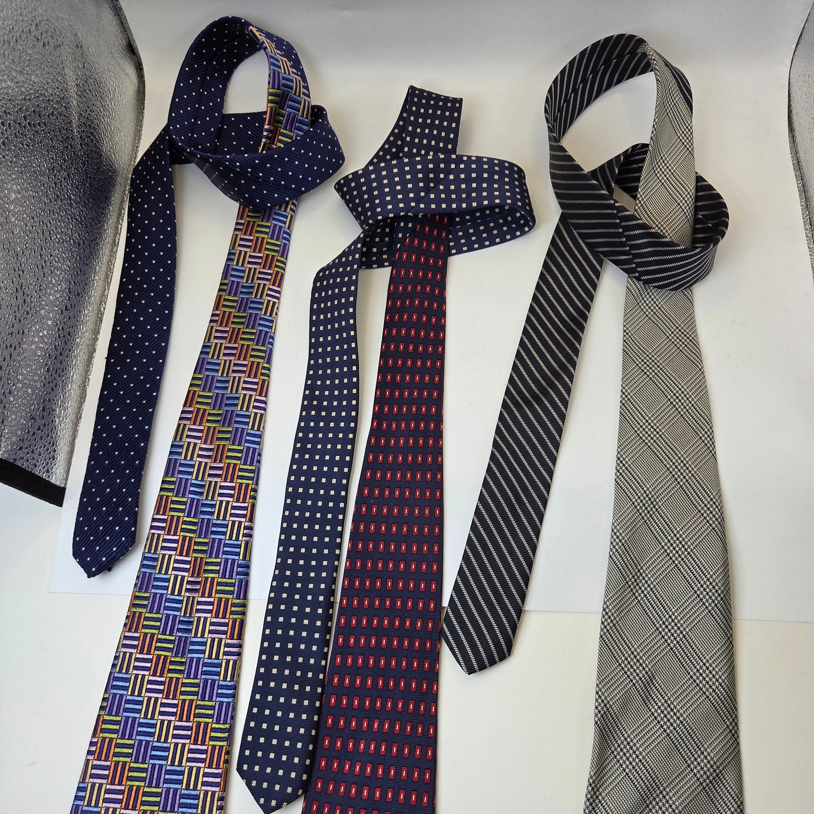 Tommy Hilfiger Silk Tie Lot 3 USA 3.75" Classic Designer Bundle Contrast Tips