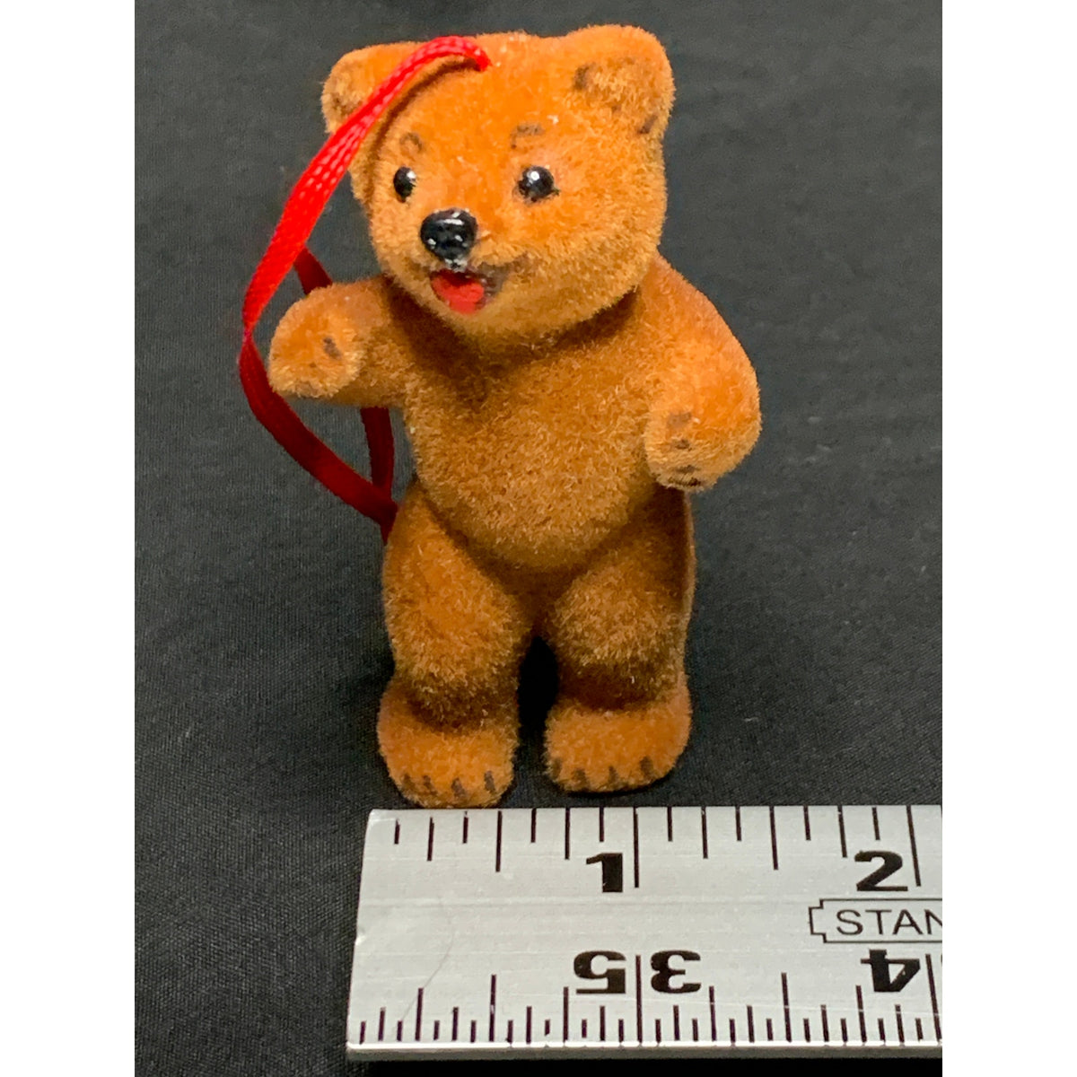 Vintage Wagner Handwork Flocked Brown Bear Ornament West Germany 1980s