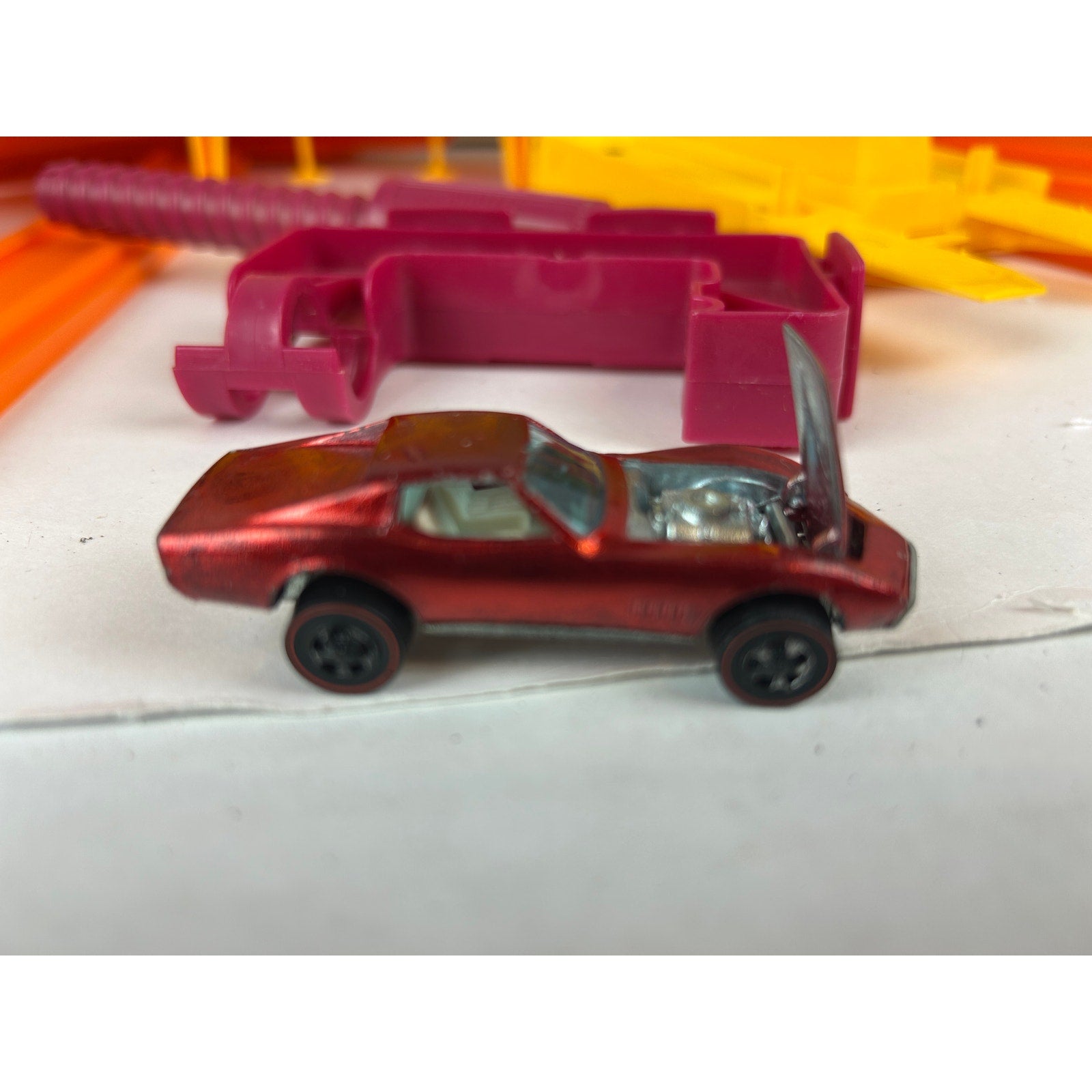 Vintage Hot Wheels Red-Line Cars Lot (4) + Hot Curves Race Action Set Track