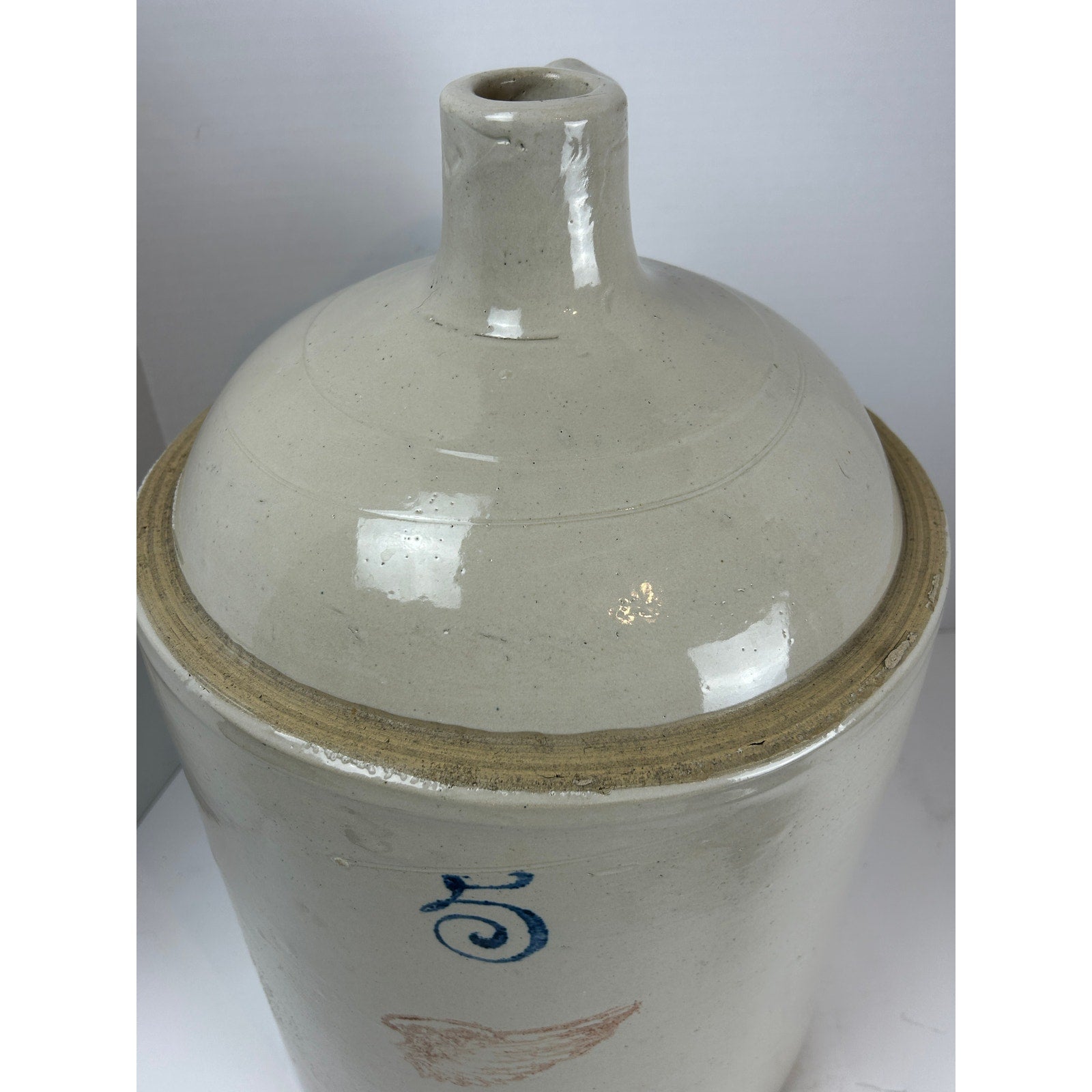Red Wing Union Stoneware 5-Gallon Jug with Red Wing and Cobalt “5” Mark