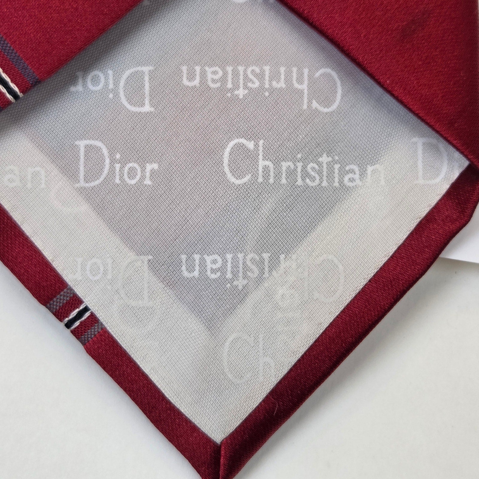 Christian Dior Vintage Red Striped Necktie USA Italy 57.5in Designer Tie