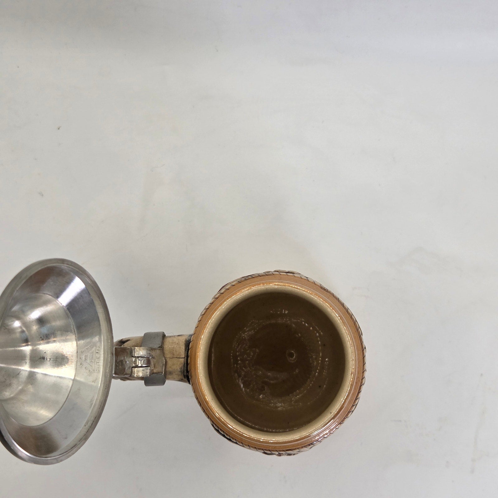 Vintage German Beer Stein Vaduz Liechtenstein Handarbeit Pewter Lid 7”