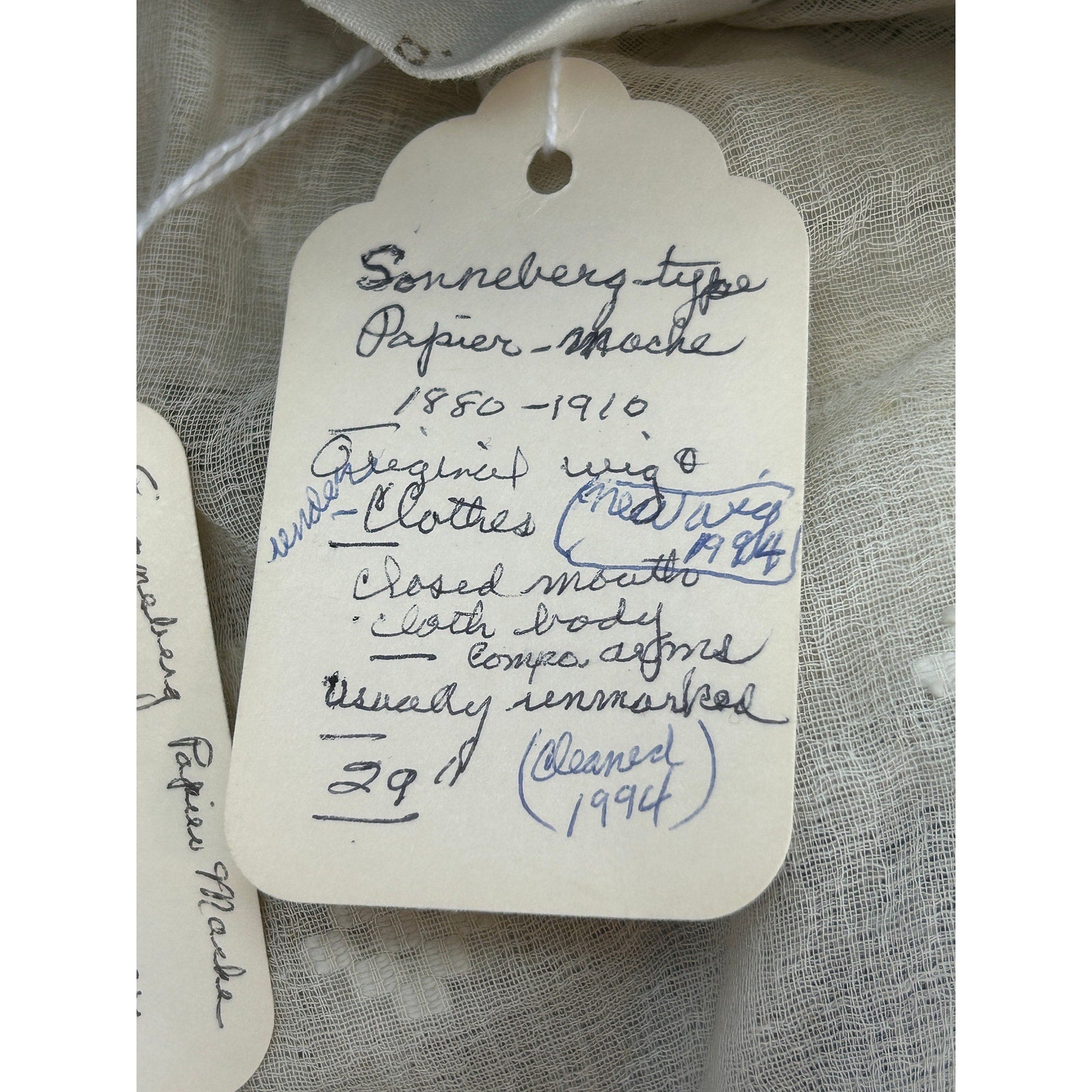 Antique Sonneberg-type Papier Mâché Doll 25in Closed Mouth Cloth Body