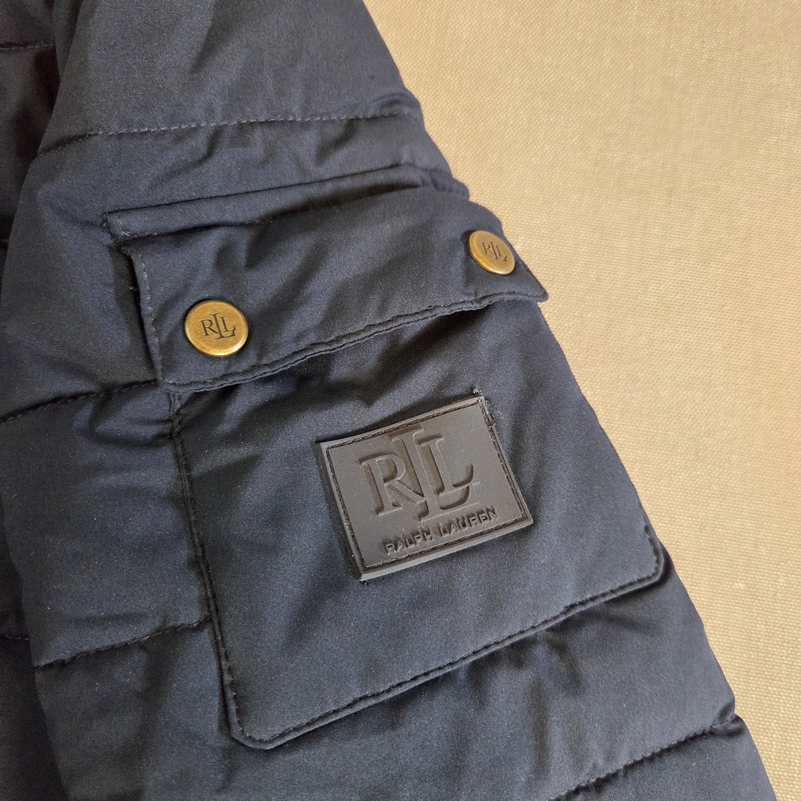Lauren Ralph Lauren Women’s Long Hooded Puffer Coat Jacket Navy Size Large