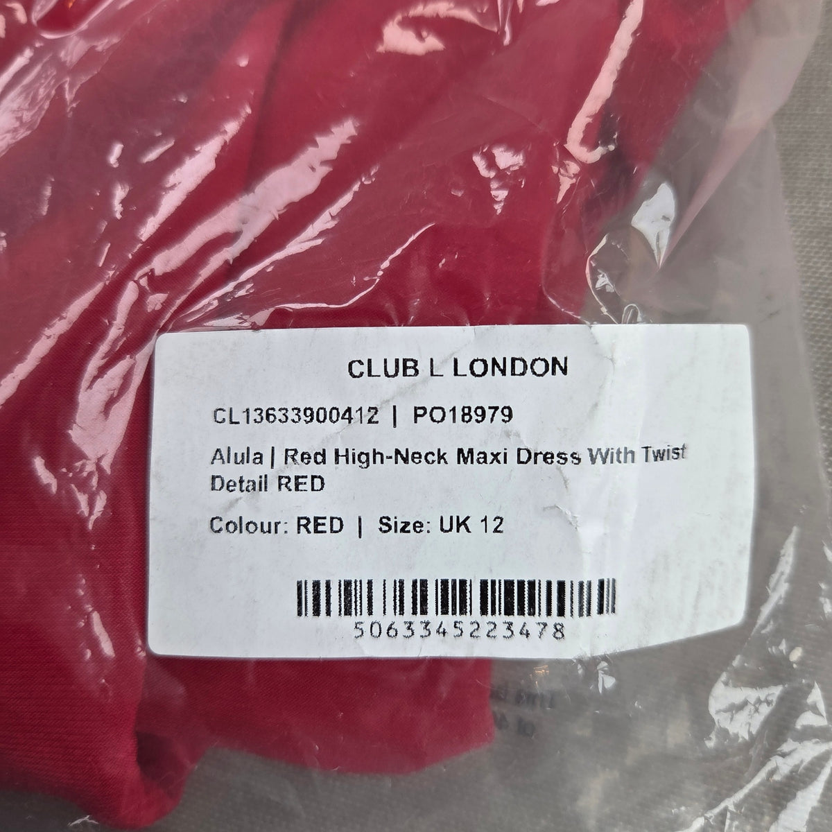 Club L London Alula Red High Neck Twist Maxi Dress UK 12 US 8 Formal NWT