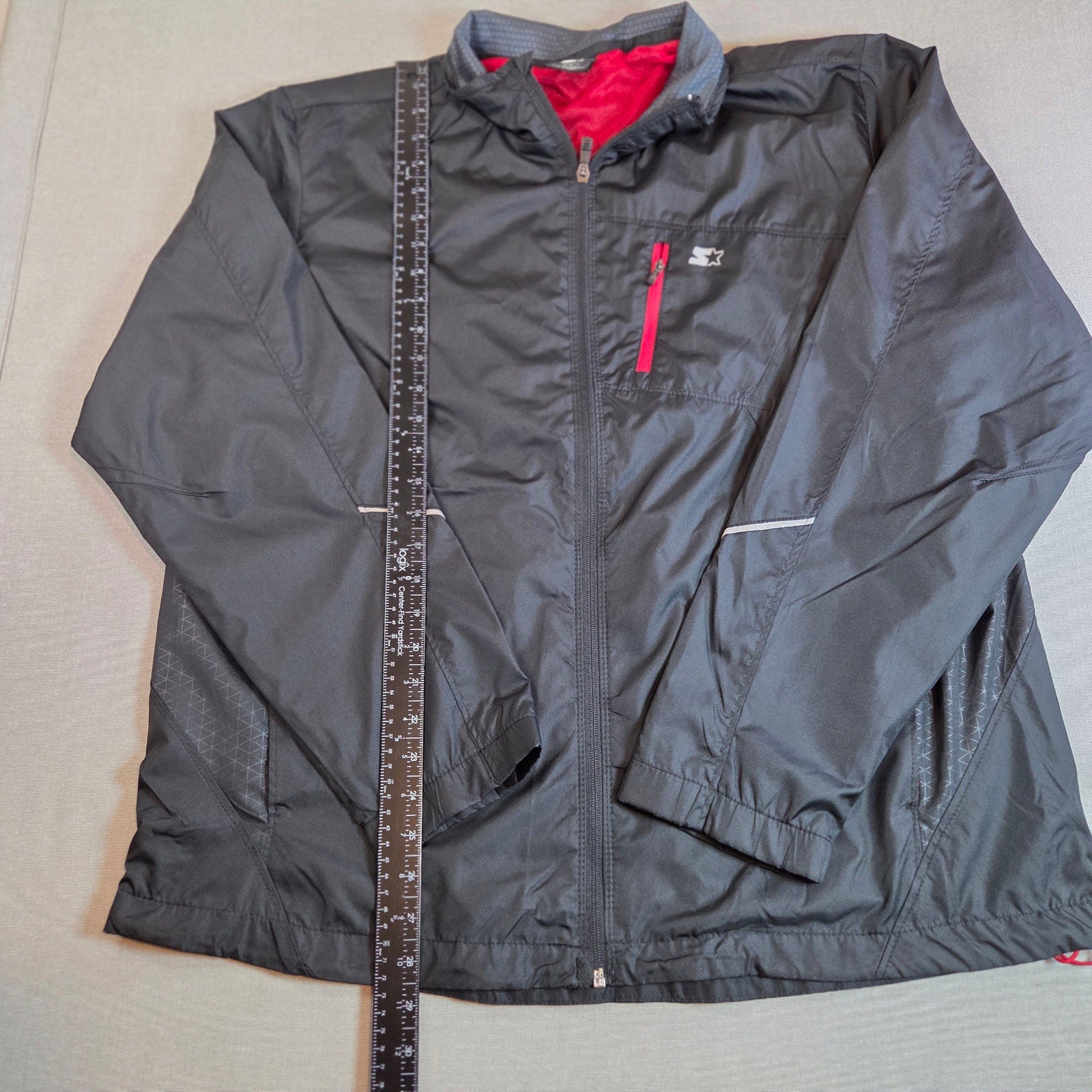 Starter Lightweight Windbreaker Jacket Gray Red Mesh L 42-44 Full Zip