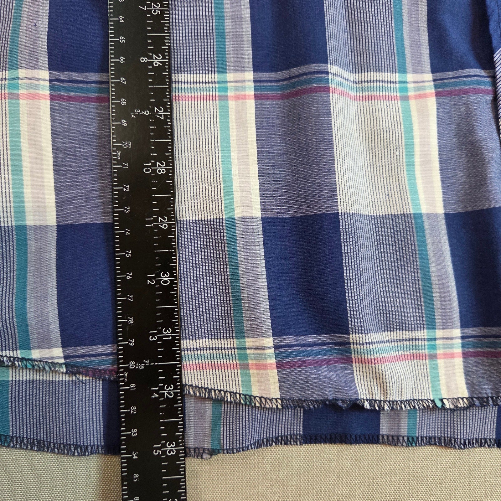 Wrangler 3XT Tall Man Pearl Snap Western Shirt Blue Plaid Flawed Sleeves