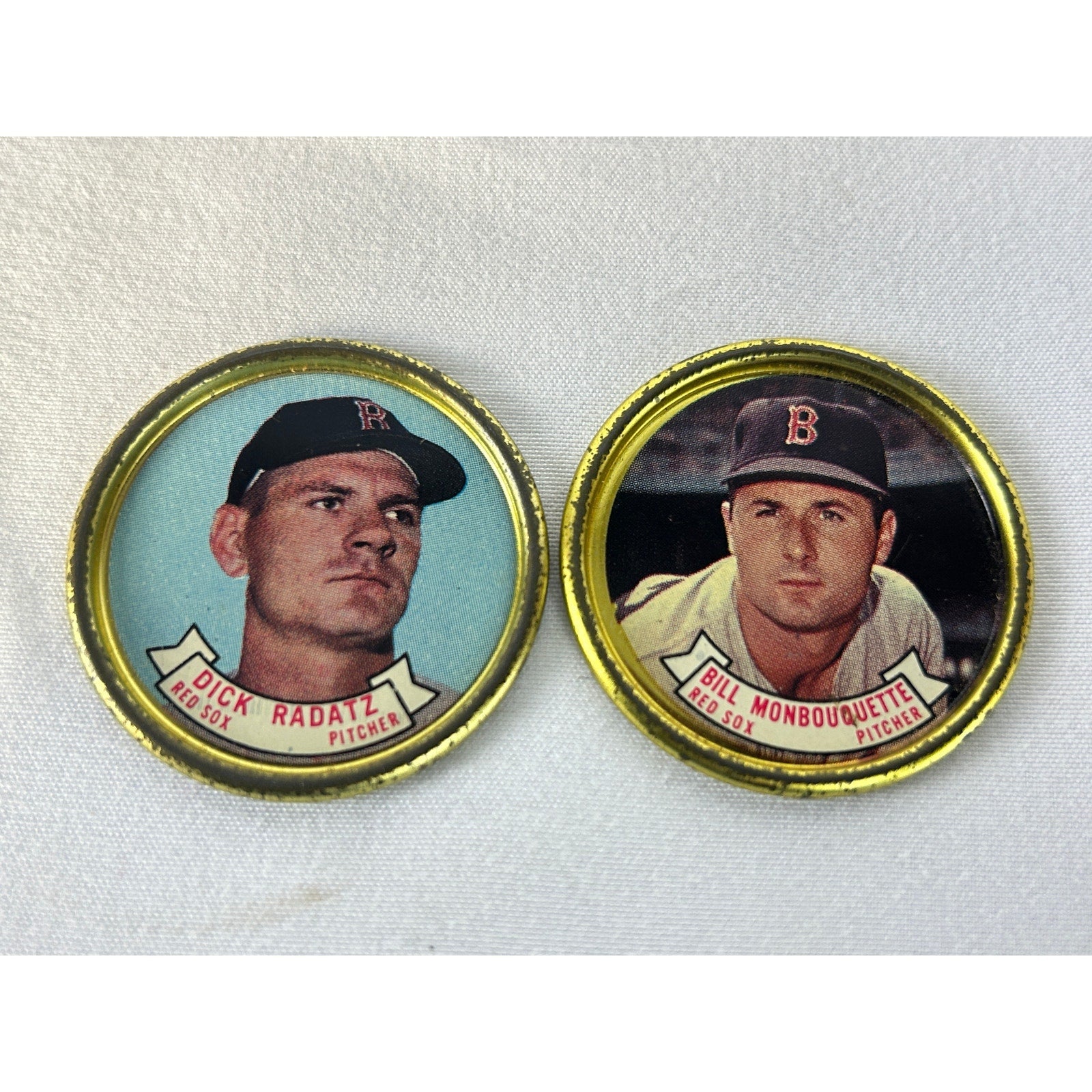 1964 Topps Red Sox Metal Baseball Coins Dick Radatz Bill Monbouquette