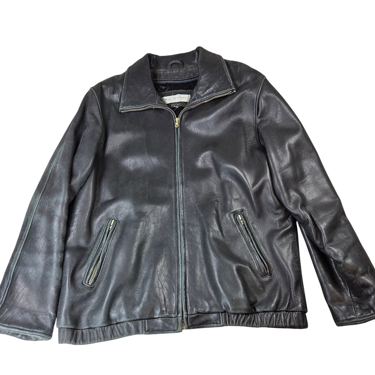 Marc New York Andrew Marc Leather Jacket Mens XL Thermolite Full Zip Black